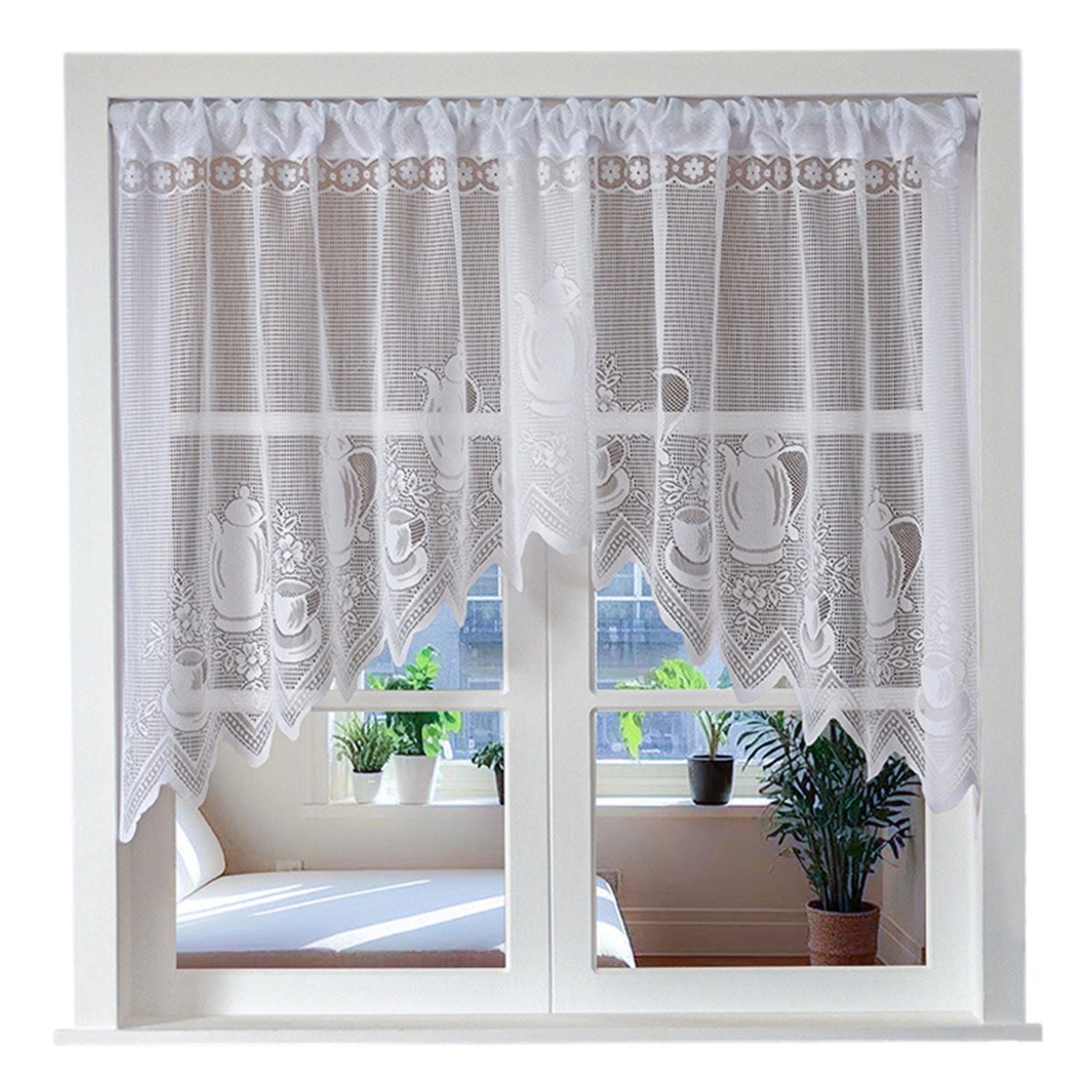 Refttenw Scheibengardine Spitze Kurze Vorhänge Cafe Vorhang mit Stangentasc günstig online kaufen