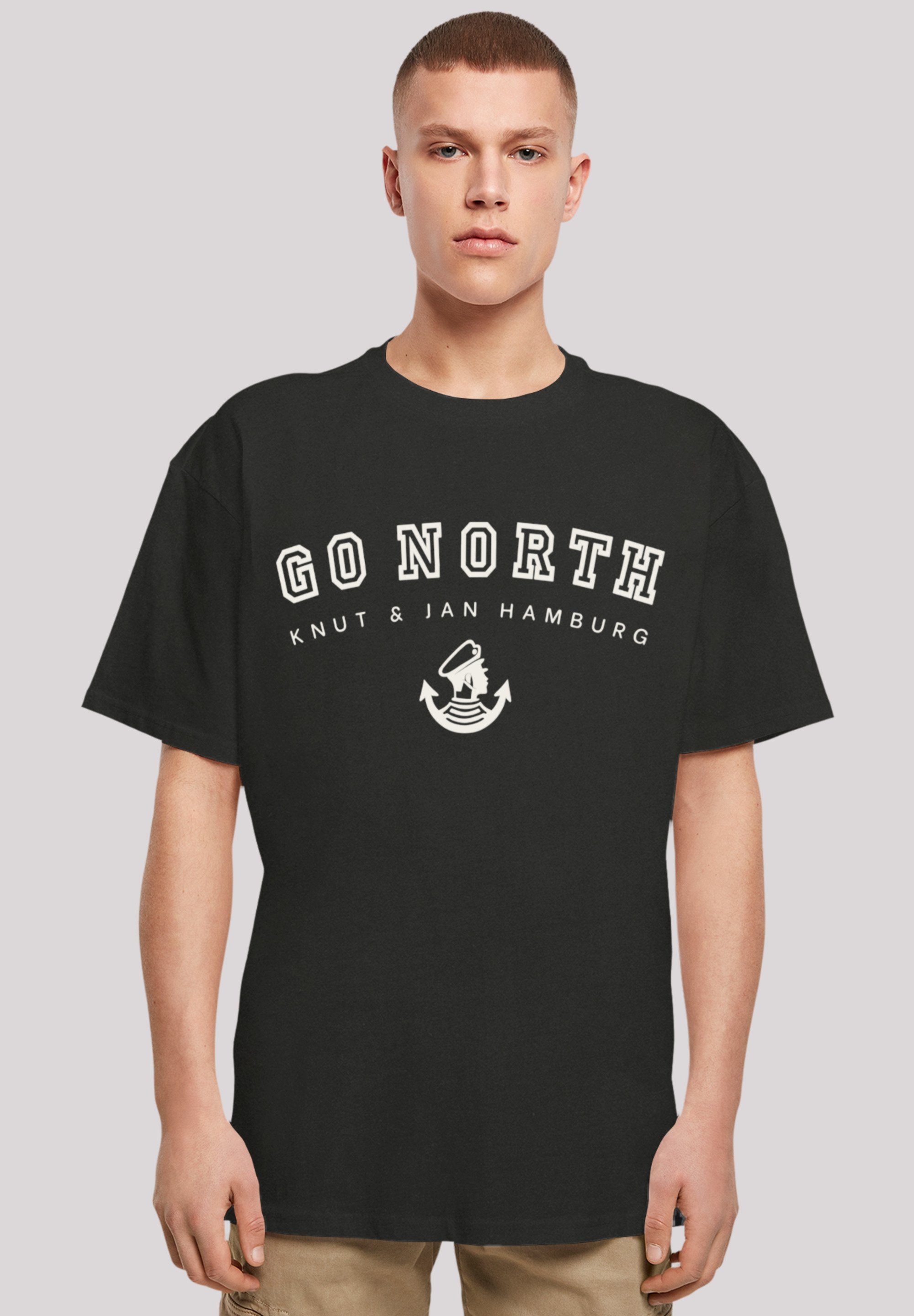 F4NT4STIC T-Shirt Go North Knut & Jan schwarz Print Hamburg