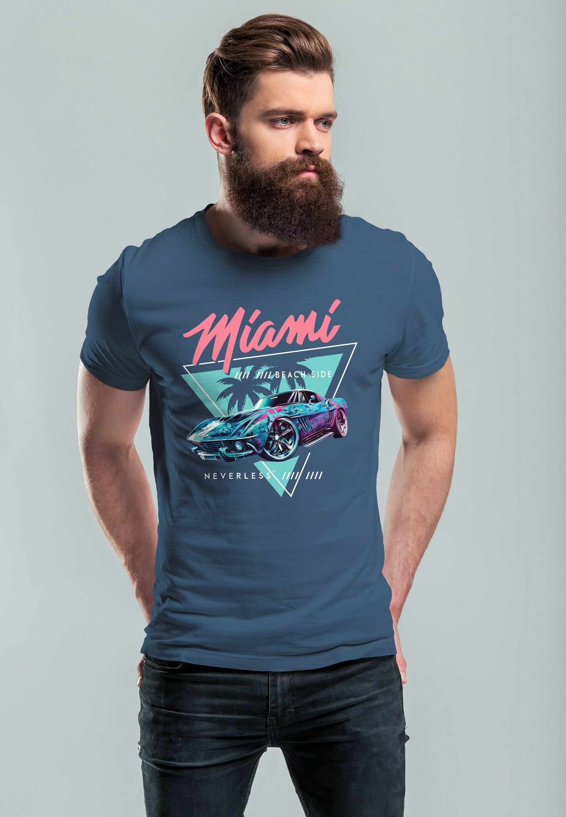 Neverless Print-Shirt Herren T-Shirt Bedruckt Miami günstig online kaufen