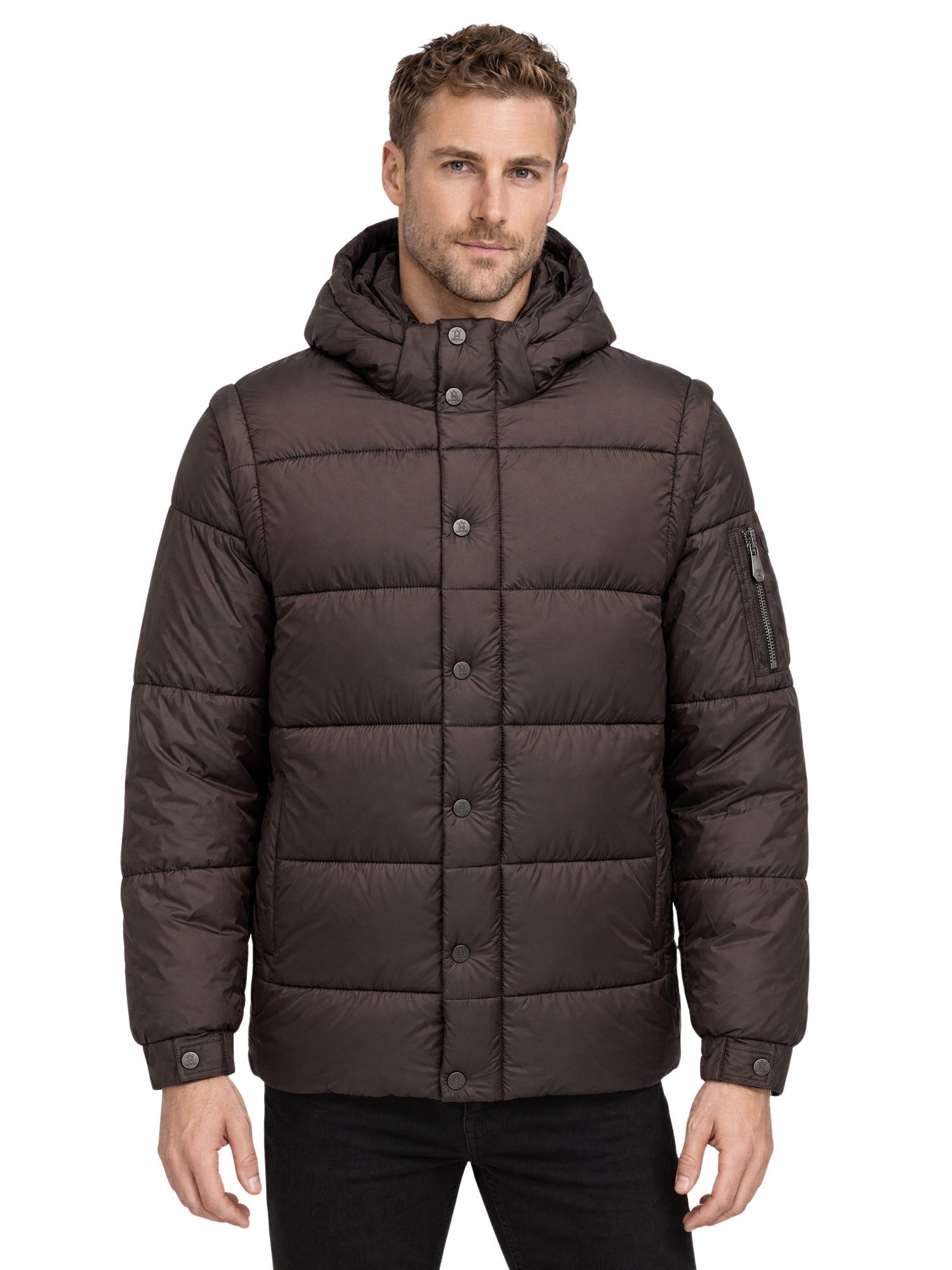 Tazzio Winterjacke A810 Gefütterte 2-in-1 Steppjacke mit abnehmbaren Ärmeln und Kapuze