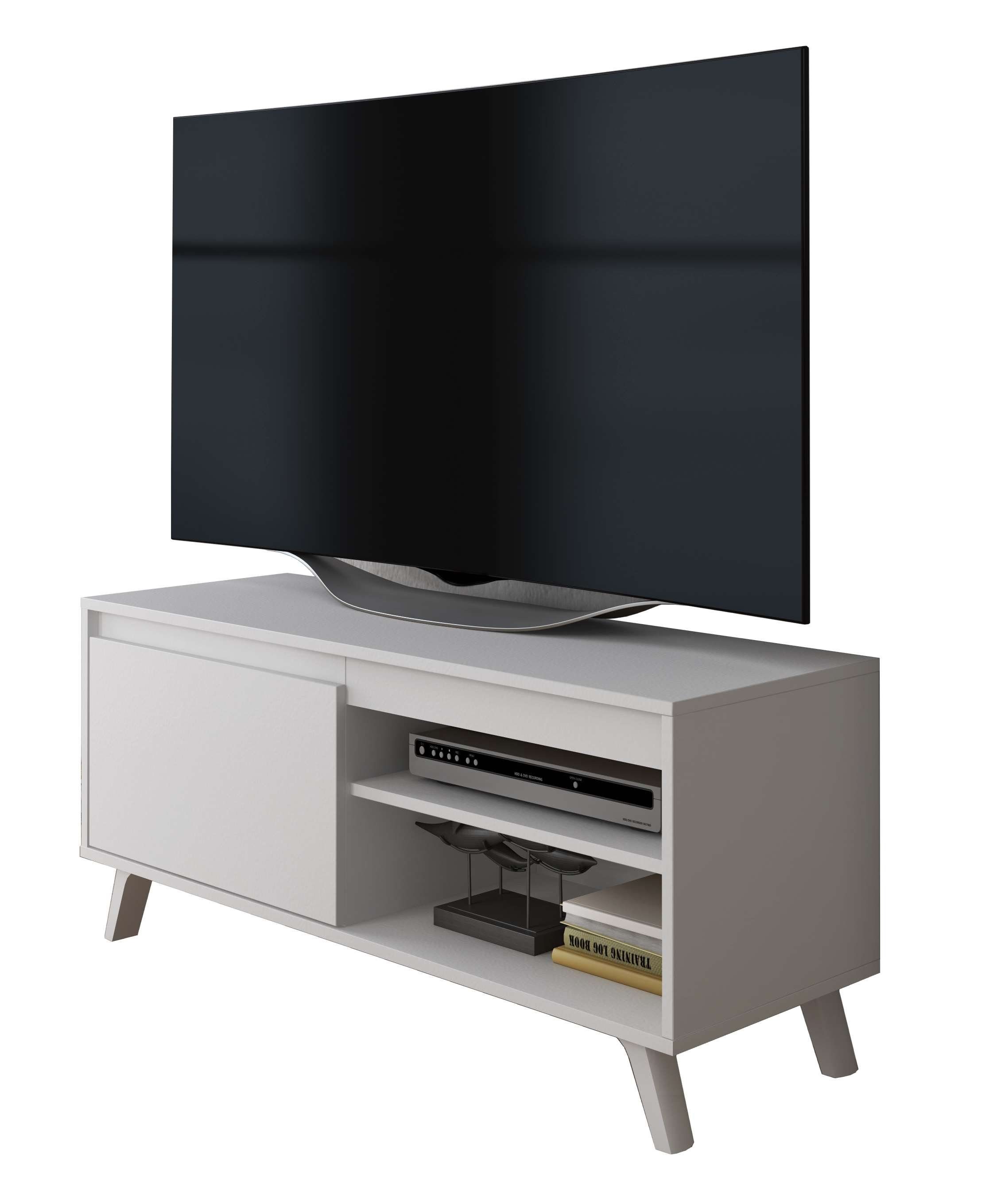 Wahl TV-Schrank Fernsehschrank 100 Design Weiß 140 oder skandinavisches Lowboard Furnix cm Kommode breit DARSI