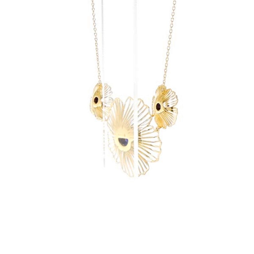 Cavill Silberkette Cavill Silbercollier 2,12 ct Madagaskar Saphir, vergoldet, floral (1-tlg)
