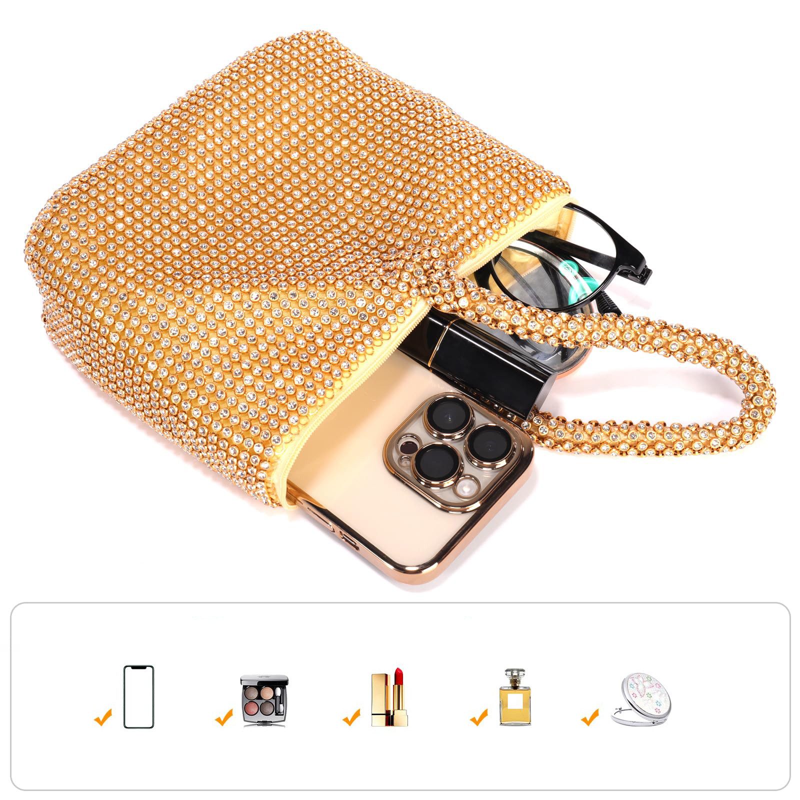nsihing Clutch Damen Strass Clutch Abendtaschen Sparkly Glitter Triangle Geldbörse, für Party Abschlussball Hochzeit – Bild 3 von 5