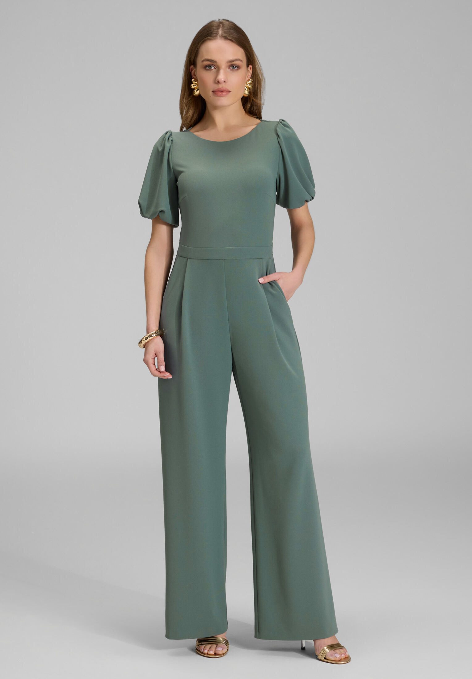 SWING Jumpsuit - Jumpsuit aus Crepe Jersey mit Ballonärmeln Oberteil in fig günstig online kaufen