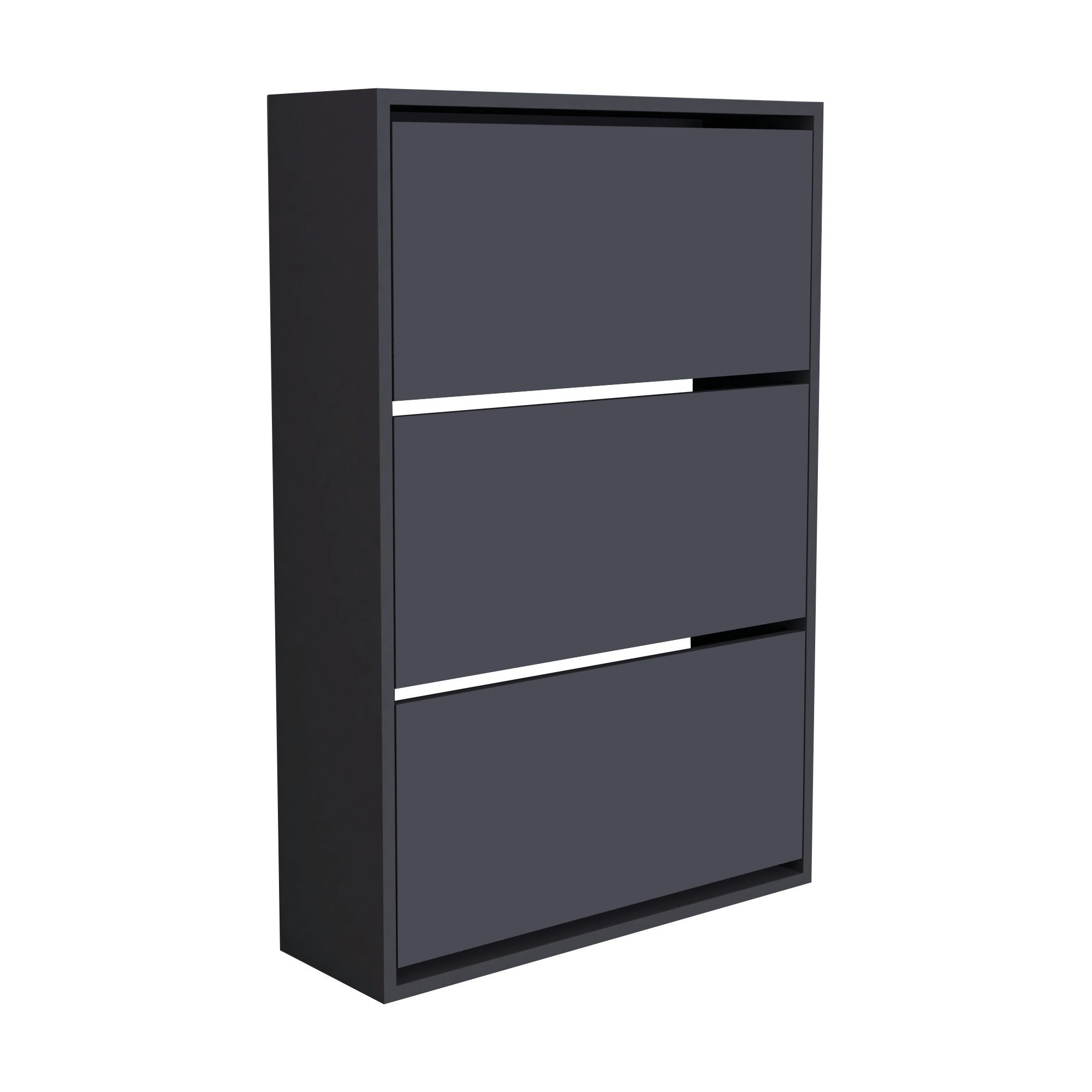 en.casa Schuhschrank »Aurskog« mit Kipptüren 110x735x24cm Anthrazit