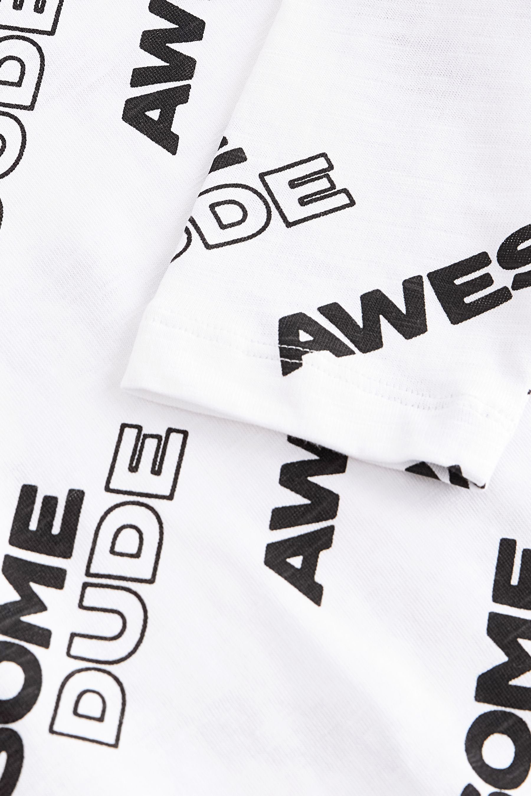 White/Black Aufdruck mit Shirts Next durchgängigem (1-tlg) Slogan Langärmelige Langarmhemd