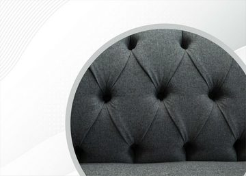JVmoebel Chesterfield-Sofa, Chesterfield Dreisitzer Grau Sofa Design Couchen Polster Sofa