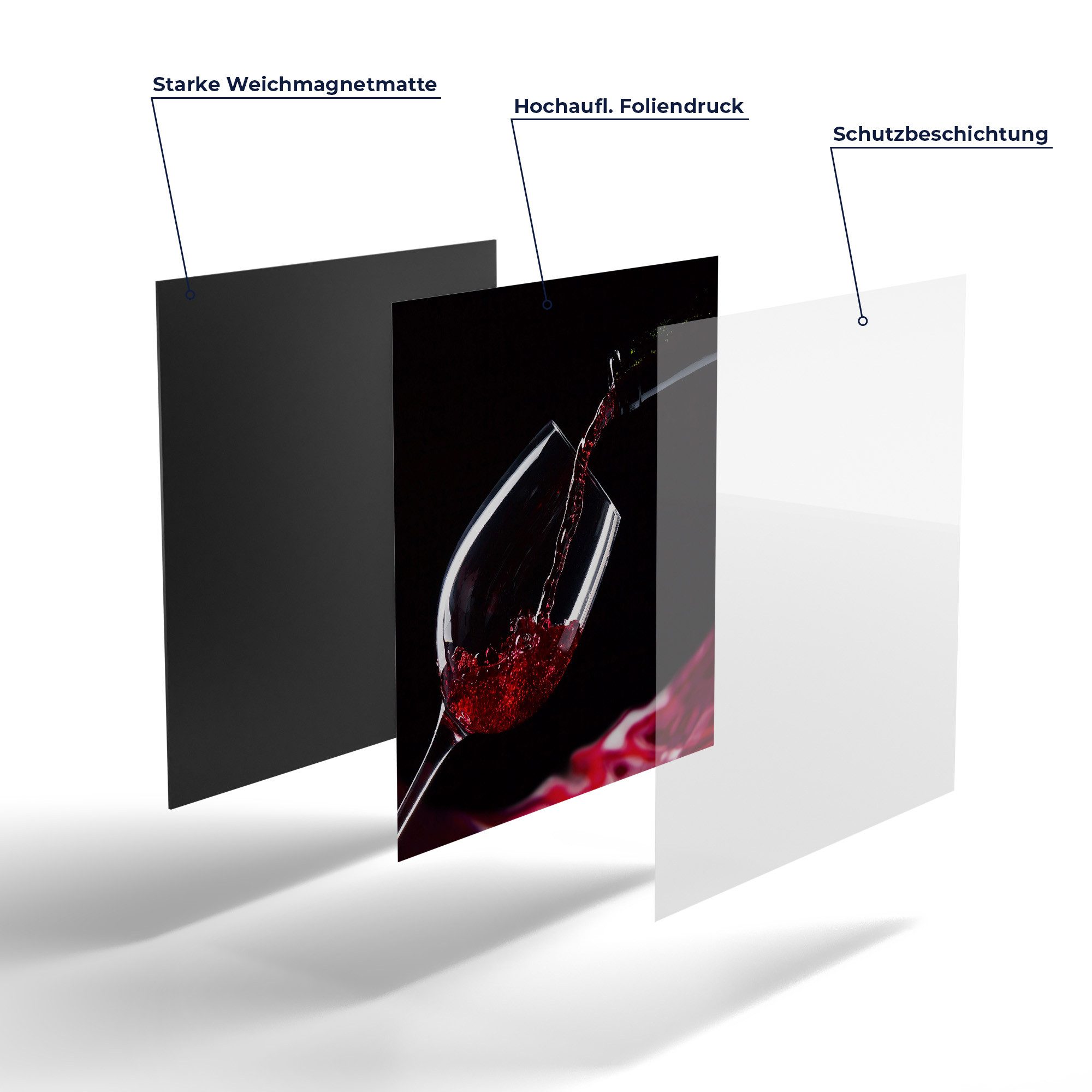 DEQORI Magnetfolie 'Rotwein ins Glas gegossen', Spülmaschine Magnetmatte magnetisch Magnetfolie Folie Schutz