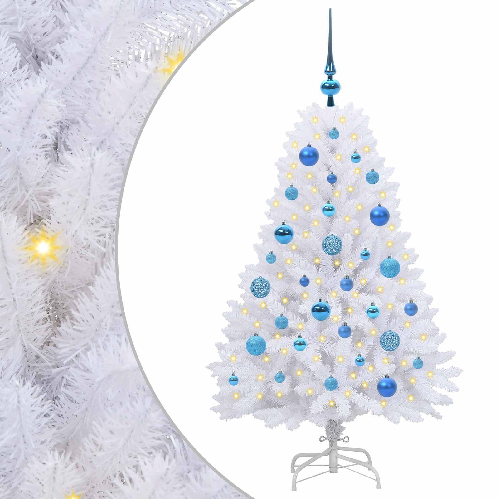 vidaXL Künstlicher Weihnachtsbaum Künstlicher klappbarer Weihnachtsbaum Weiß 120 cm PVC und Stahl