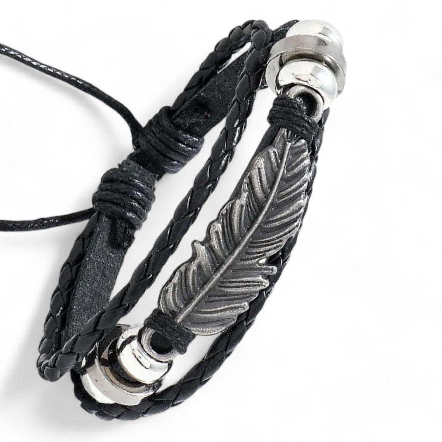 Eyecatcher Lederarmband Cooles Lederarmband mit Feder günstig online kaufen