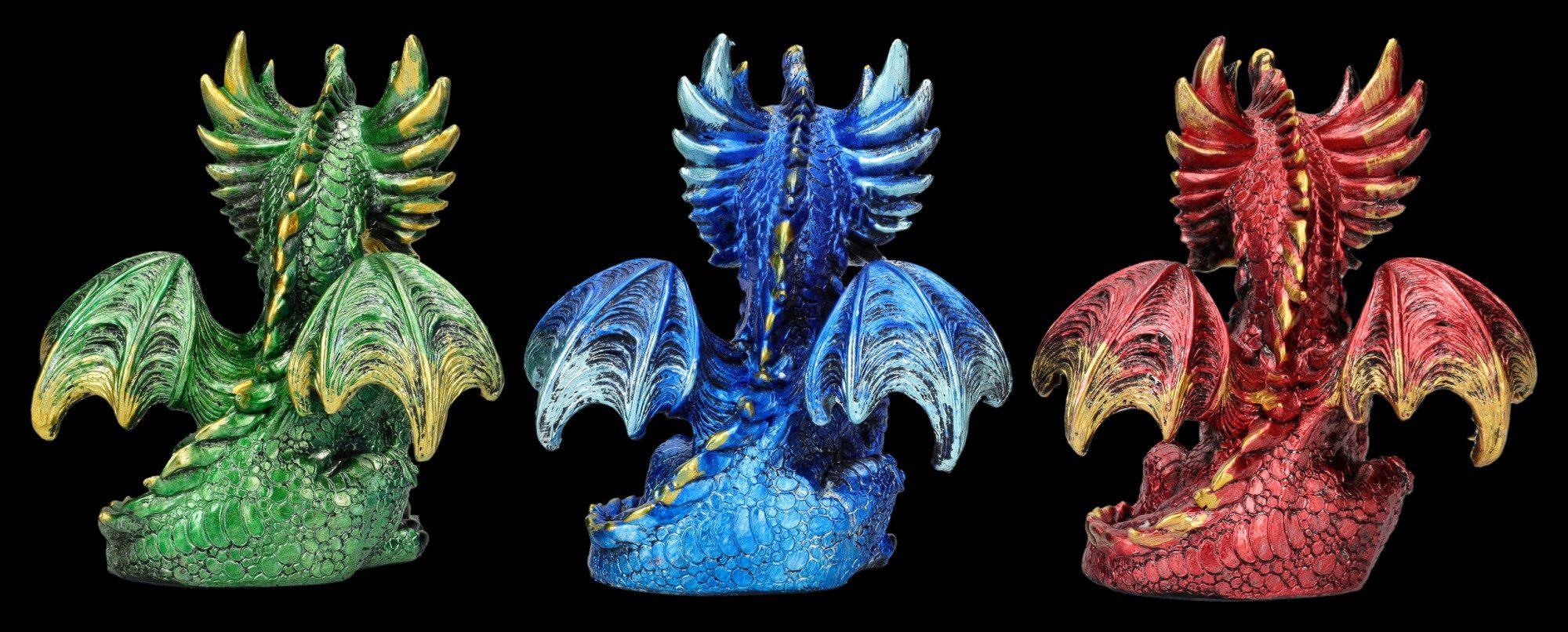 Figuren Shop GmbH Fantasy-Figur Drachenfiguren 3er Set - Bunte Unruhestifer - Fantasy Dekofiguren Deko