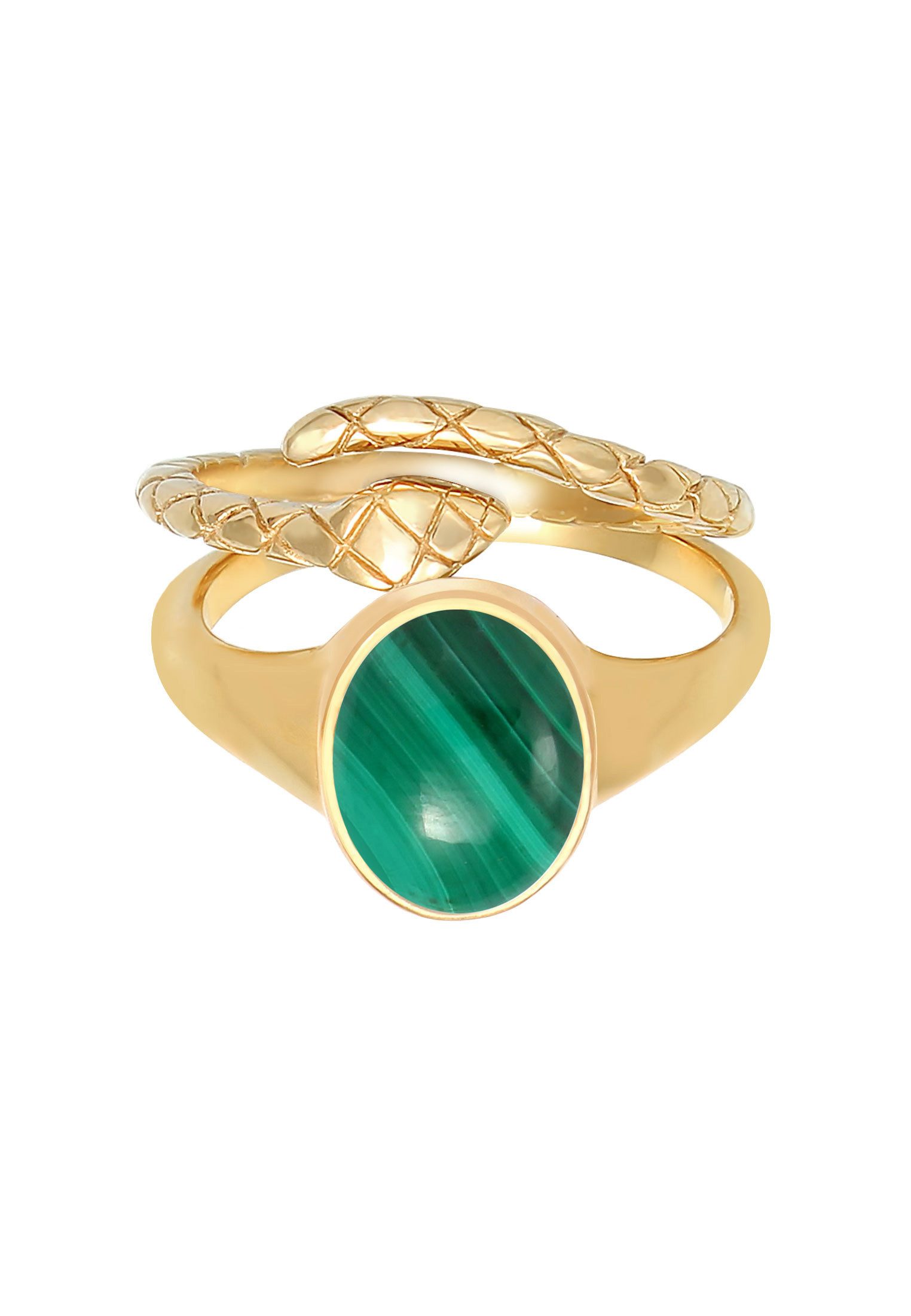 Elli Premium Ring-Set Siegelring Malachit Schlange 2er Set 925 Silber, Schl günstig online kaufen