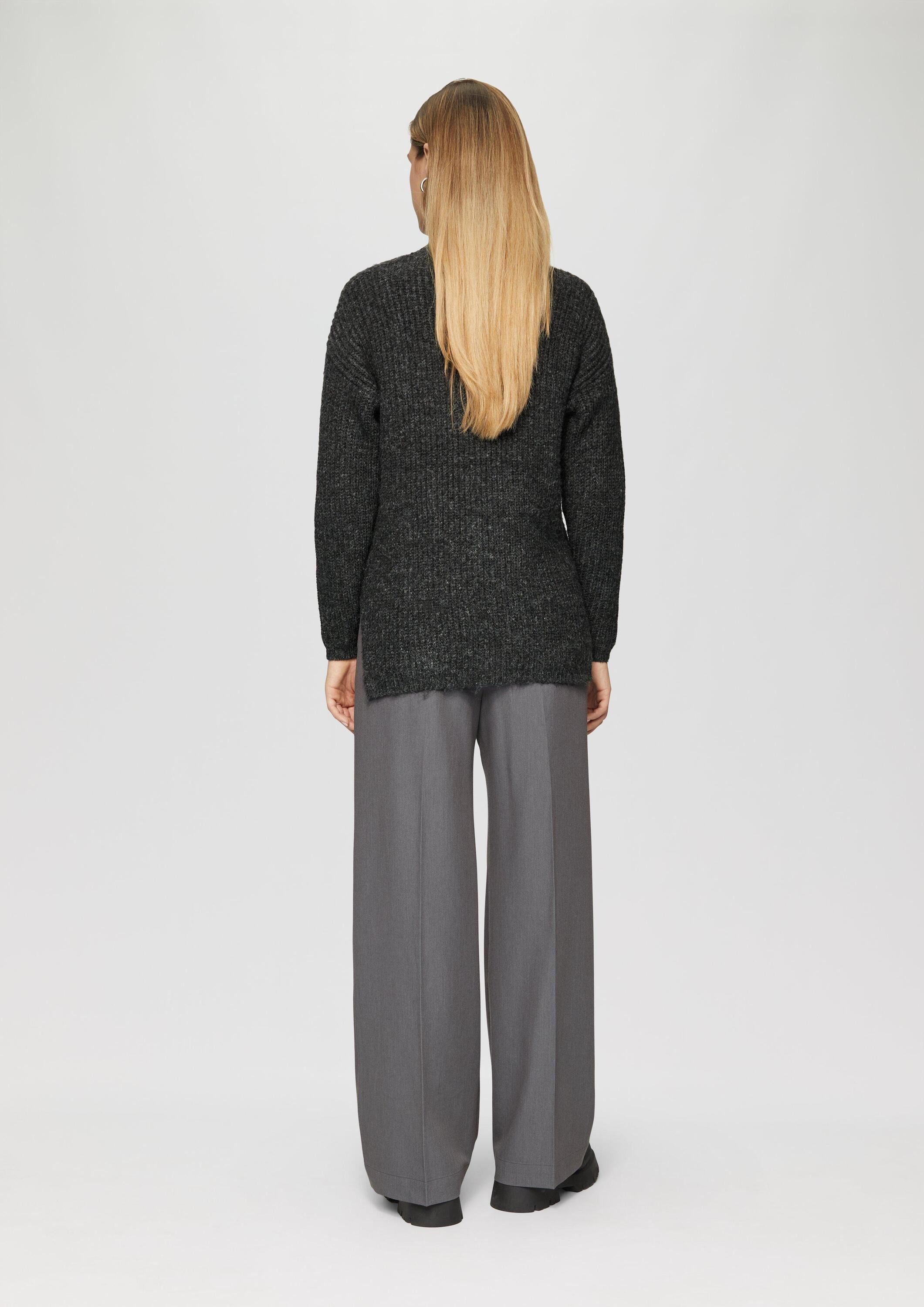 QS Longpullover Strickpullover Weicher Strickpullover mit Rippstruktur