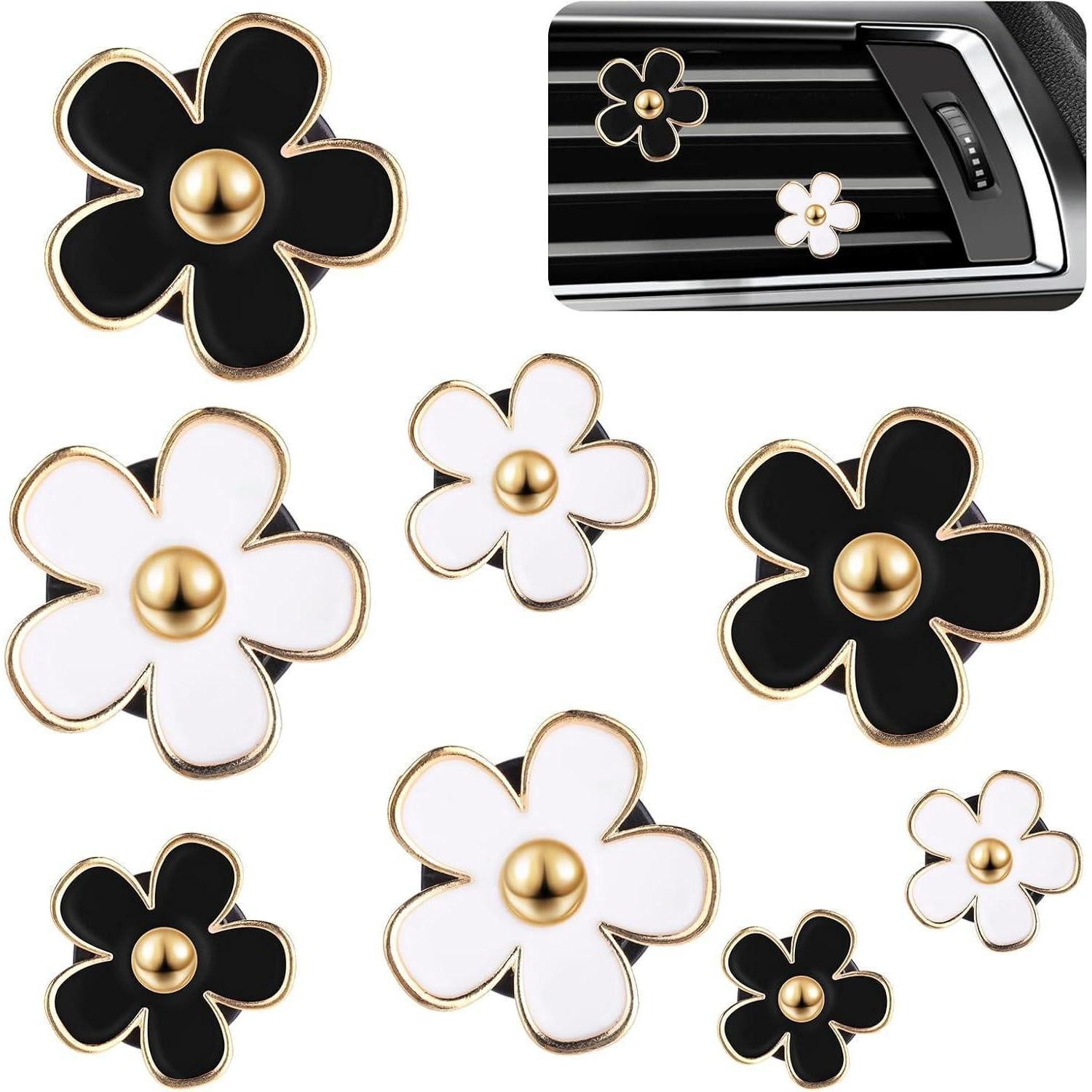 LuxusKollektion Auto-Fußmatten Lufterfrischer Auto Gänseblümchen Clip Diffusor Schwarz Weiß
