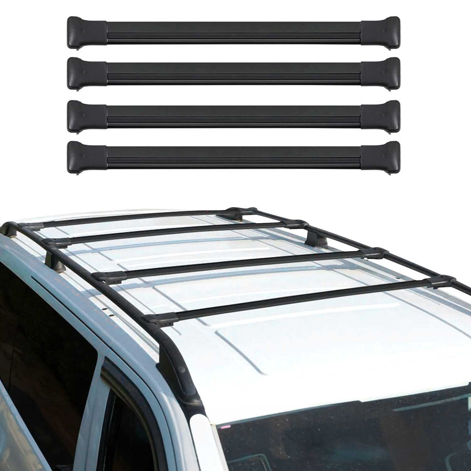 OMAC Dachträger Gepäckträger für Mercedes Vito W447 Relingträger Aluminium Schwarz 4x (4-St), Wasserbeständig,Abnehmbar,Multifunktional,Leichtgewichtig