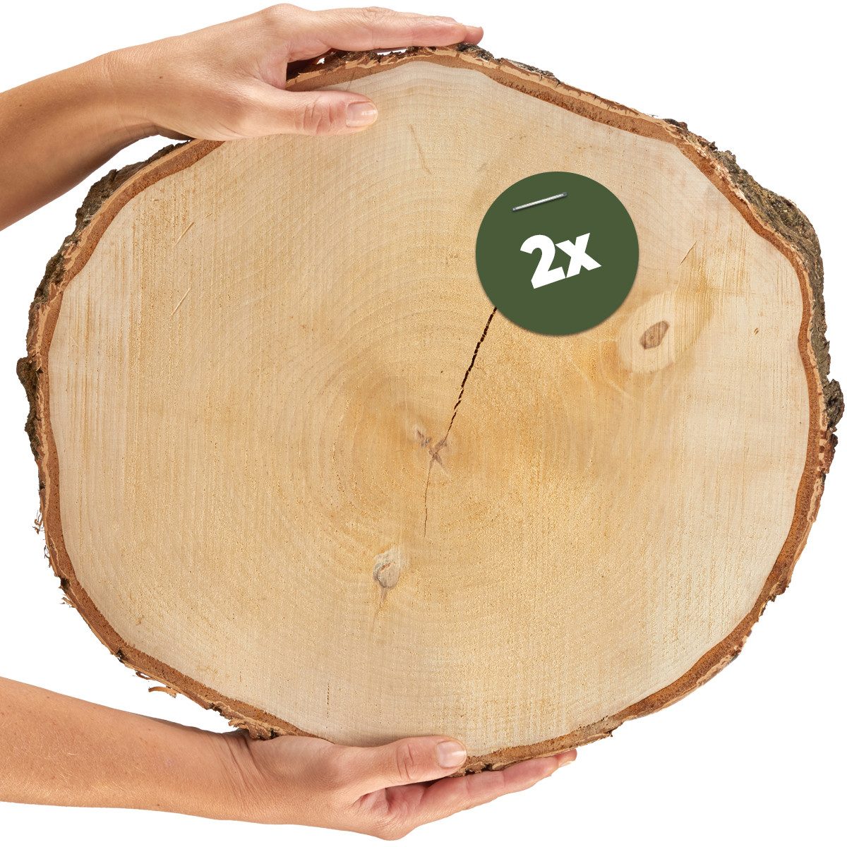 matches21 HOME & HOBBY Bastelnaturmaterial Große 40 cm Baumscheiben 2er Pack zum Holz-Deko Basteln, (2-tlg), runde Holzscheiben aus massivem EU Birkenholz