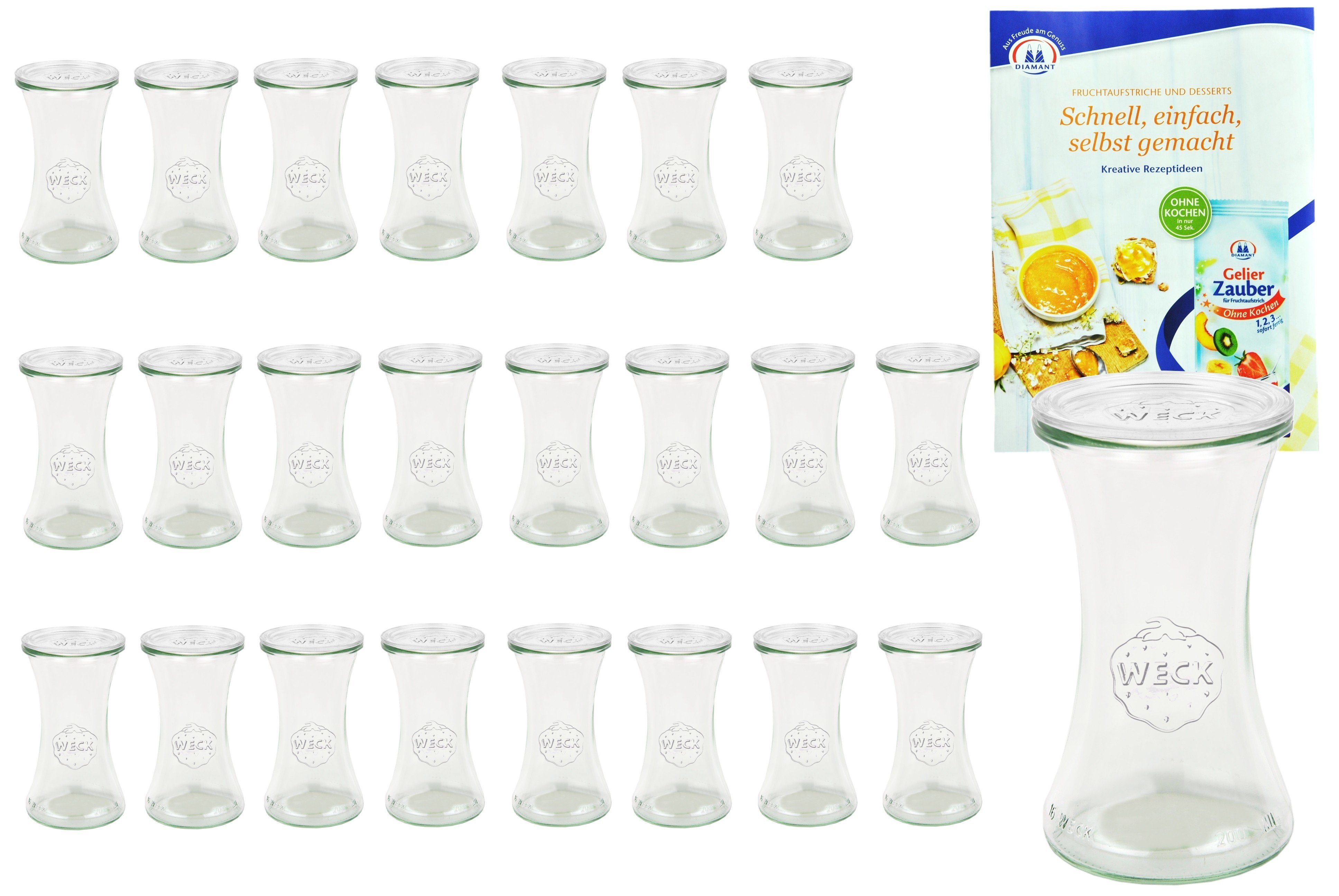 Delikatessenglas Einmachglas Set 24 Gläser 200ml Glas Glasdeckeln, MamboCat Weck mit 24er