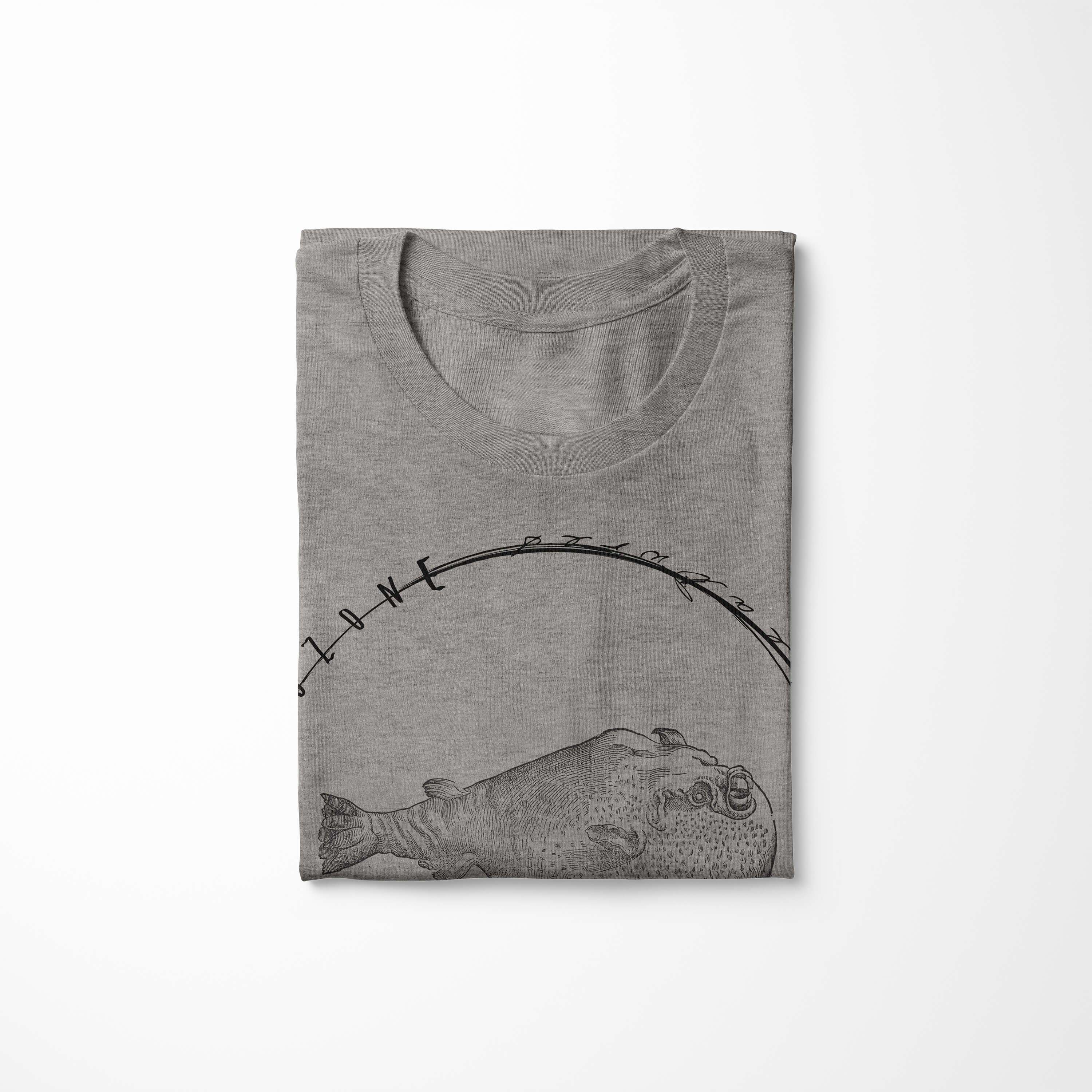 Sinus Art T-Shirt feine Schnitt Struktur Ash Sea - Fische T-Shirt und / sportlicher Tiefsee Serie: Creatures, Sea 089