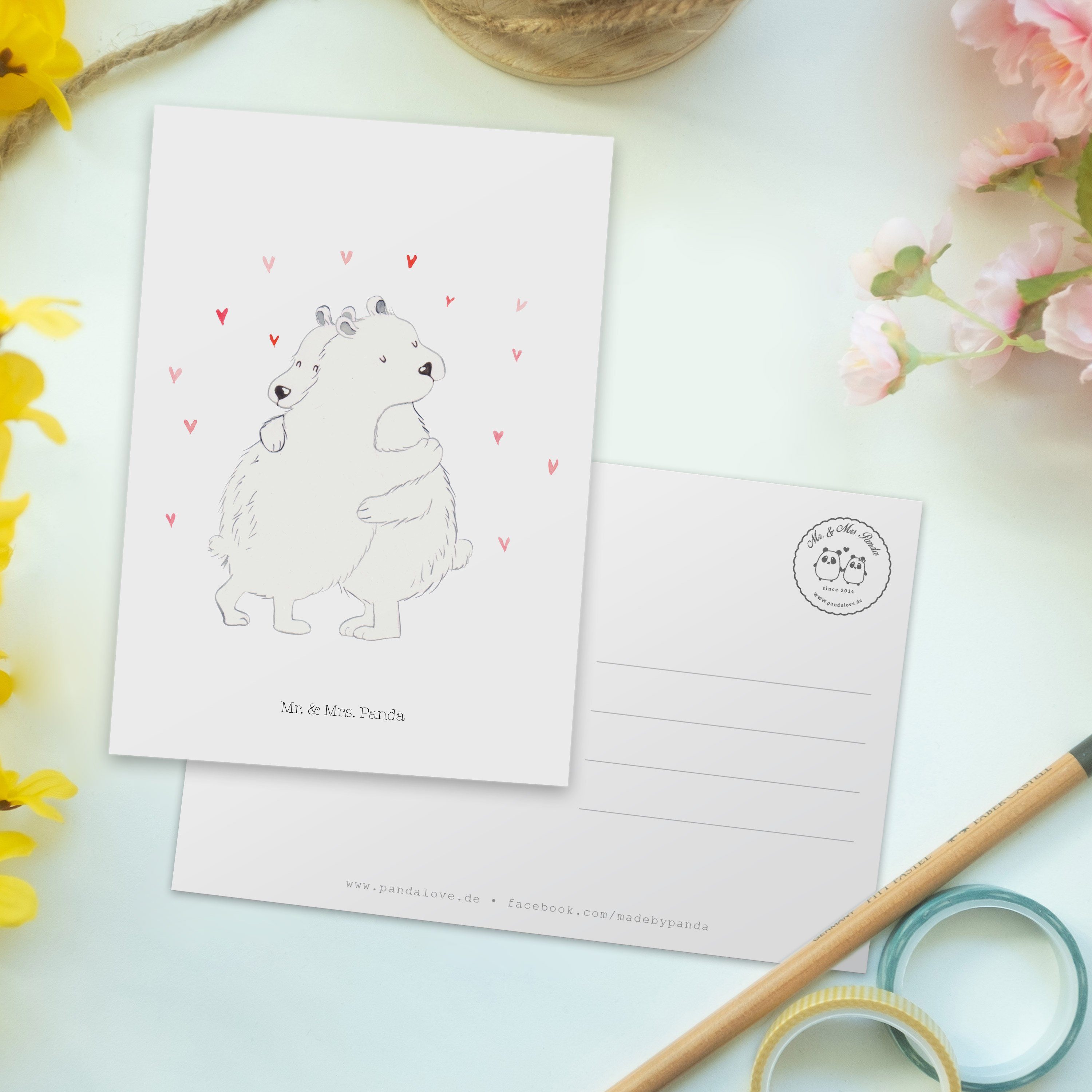 - Weiß Einladung, Einladungskarte, Eisbär Umarmen Postkarte Grußkar Panda - Mr. & Geschenk, Mrs.