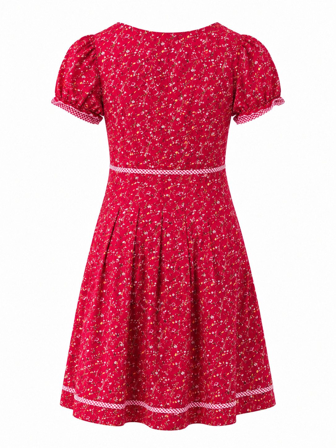 Ramona Lippert Trachtenkleid Andrea Sommerkleid rot geblümt mit Puffärmeln Rocklänge 60 cm