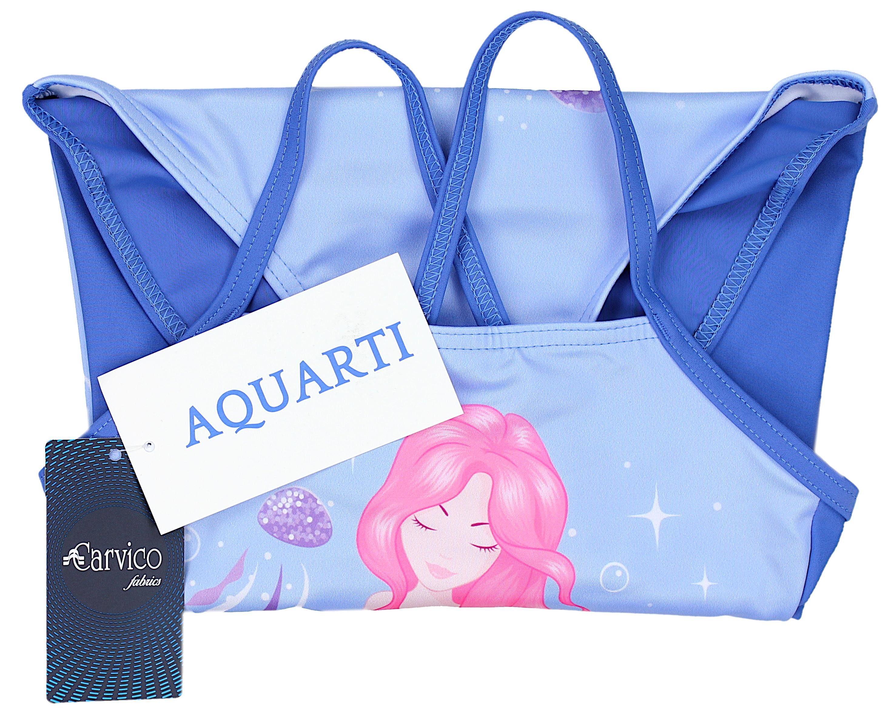 Wasser Badeanzug im Mädchen Spaghettiträgern mit Aquarti Blau/Pink/Türkis Badeanzug Meerjungfrau Aquarti Streifen