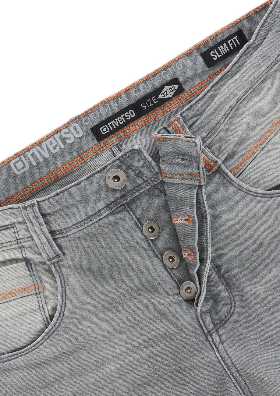 Stretch Grey Denim Slim Slim-fit-Jeans Herren Fit RIVCaspar Hose (G104) Jeanshose riverso mit Denim