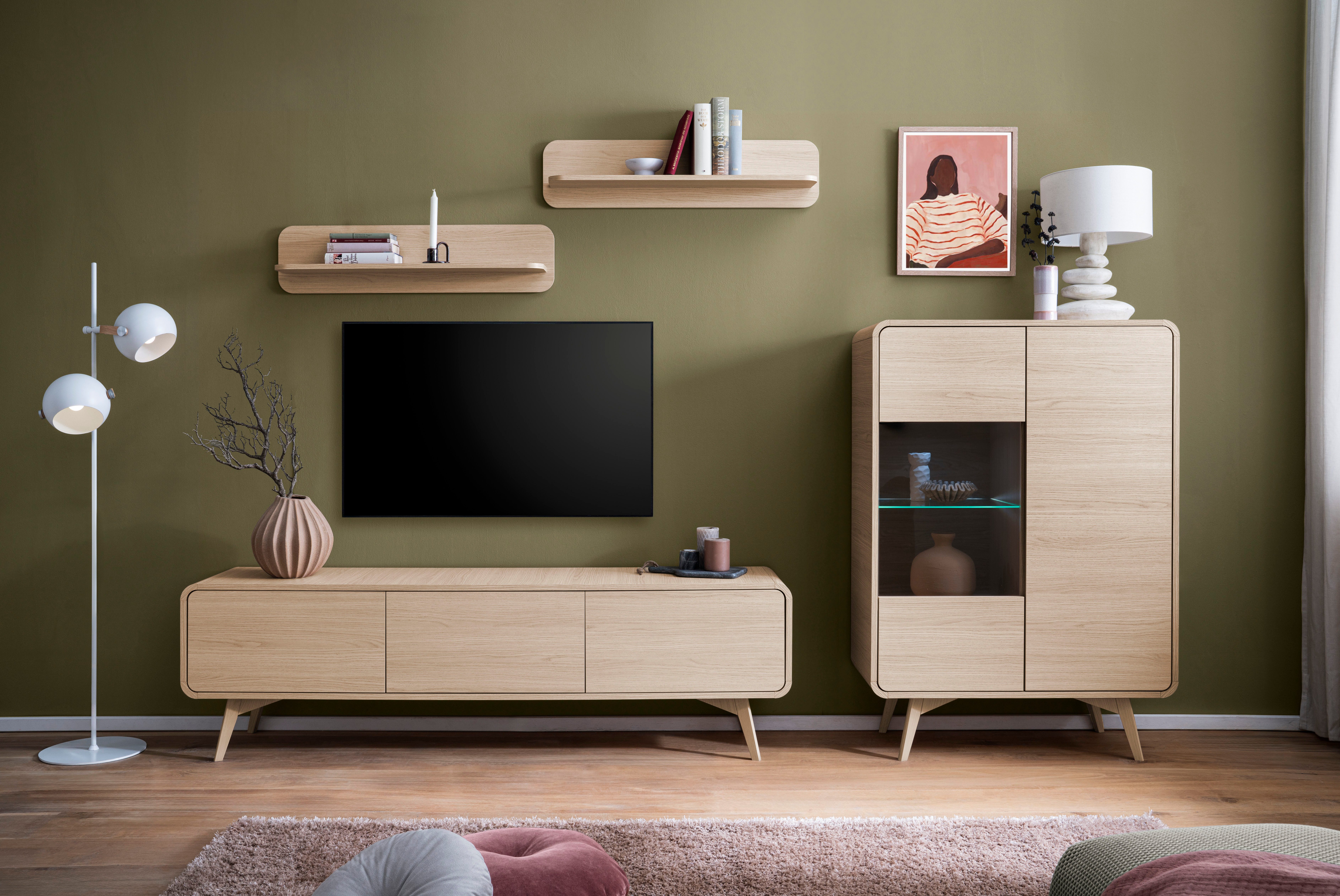 Home affaire Wandregal Torsby, modernes Wandboard Wandhalter mit Ablagefläche, 90 cm breit, vielseitig einsetzbares Hängeregal, abgerundete Ecken – Bild 3 von 5