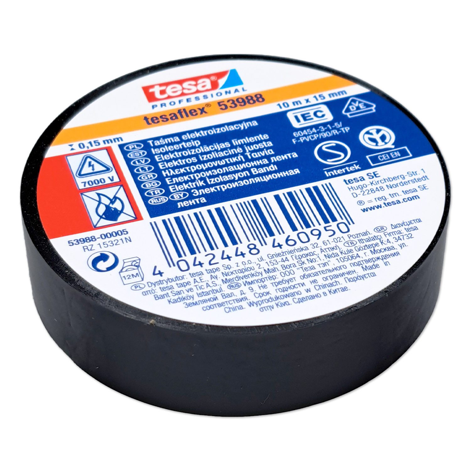 tesa Isolierband Isolierband, tesaflex 53988, Schwarz, 15mm, 10m (1-St)