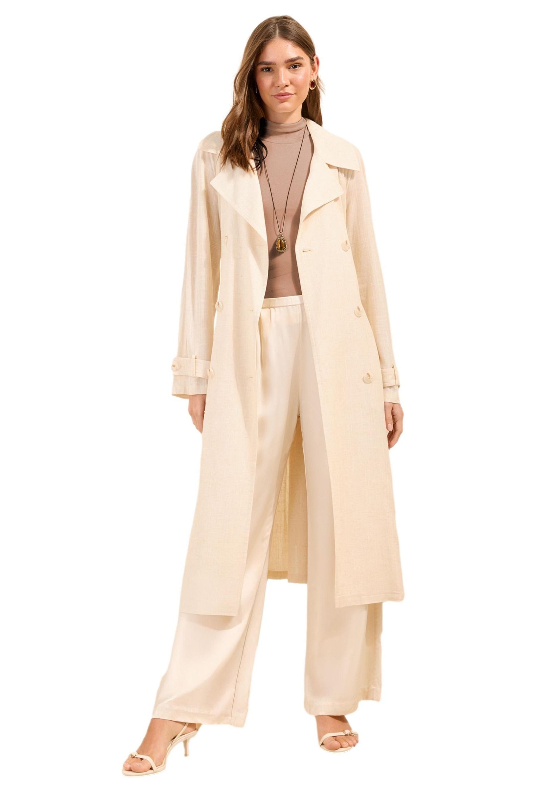 Friends Like These Langmantel Friends Like These leichter Trenchcoat mit Leinen (1-tlg)