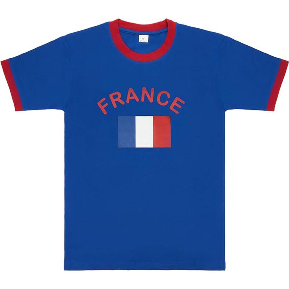 BRUBAKER T-Shirt Frankreich - Retro Unisex Fan Shirt für Herren und Damen (1-tlg)