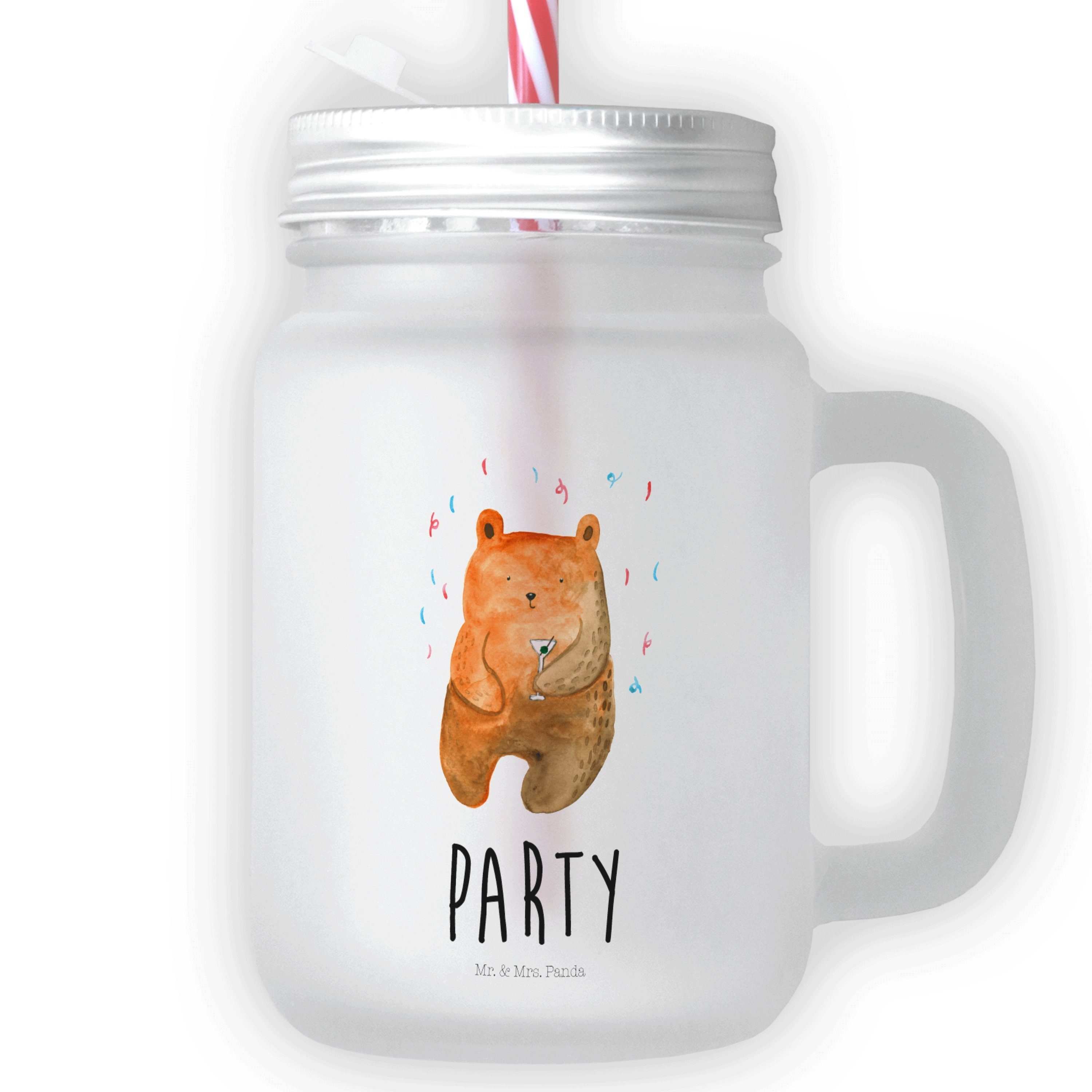 Mr. & Mrs. Panda Glas Bär Party - Transparent - Geschenk, Einmachglas, Cocktailglas, Sommer, Premium Glas