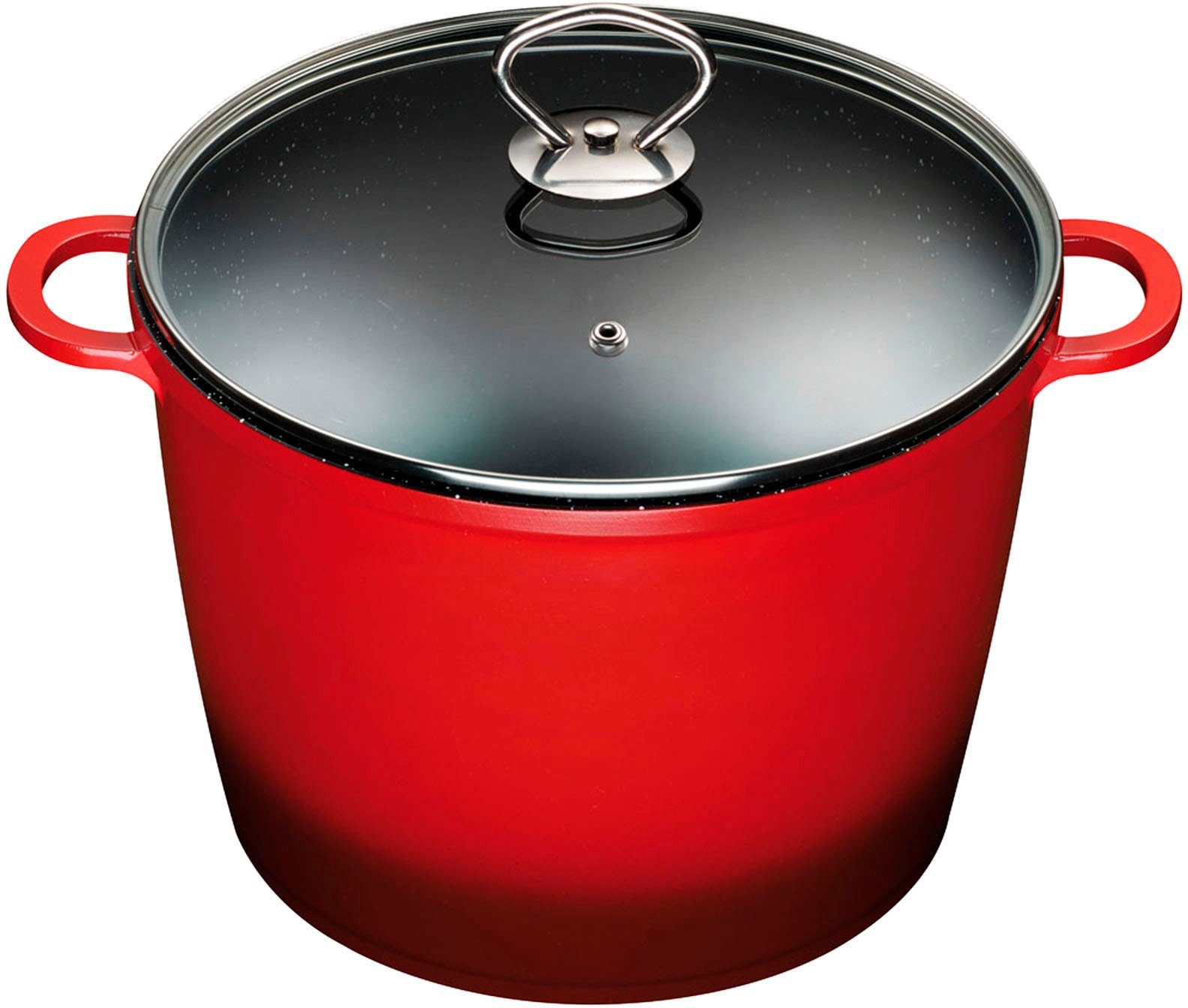 KING Kochtopf XXL, Ø 24 cm, Aluminiumguss (Set, 8-tlg., 3 Schüsseln mit Deckeln: Ø17.5 Ø14.5 Ø12cm, 7 Liter XXL Kochtopf), Induktion, mit Glasdeckel, langlebige Antihaft-Keramikbeschichtung