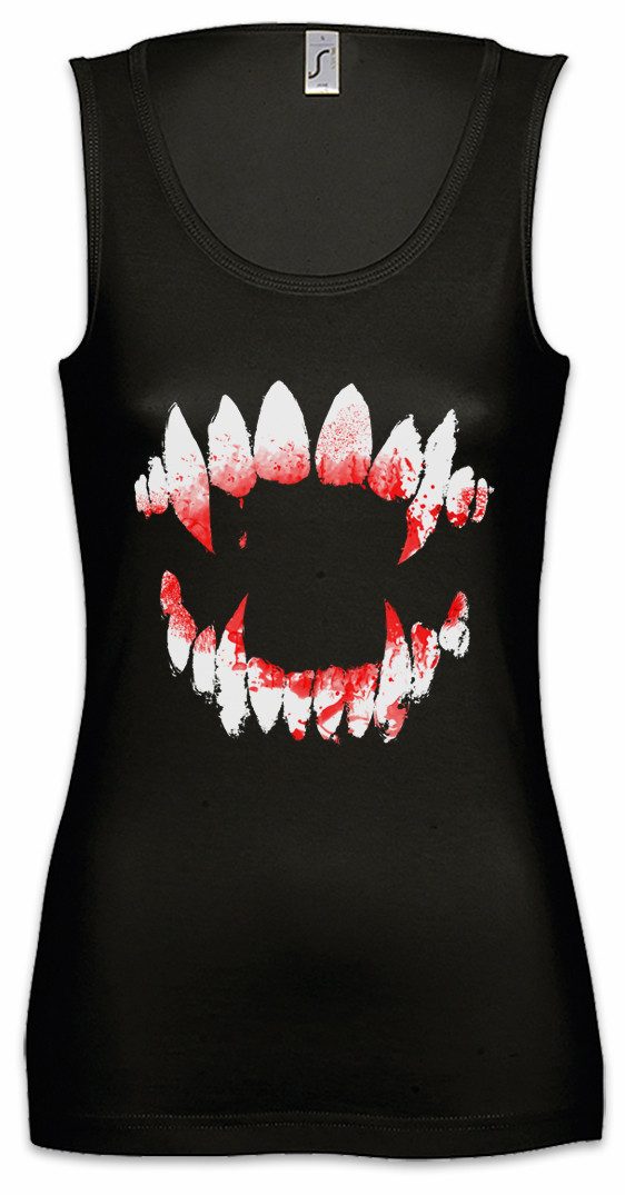 Tanktop Vampire Dentition Ärmelloses Damen T-Shirt Vampir Blut True Gebiss