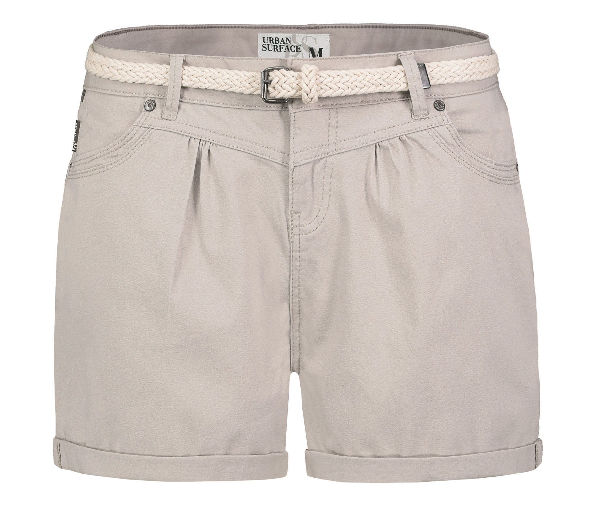 SUBLEVEL Shorts Damen Bermudas kurze Hose Baumwolle Hotpants Chino Sommer Hose elastisch, flex, bequem, mit Flechtgürtel