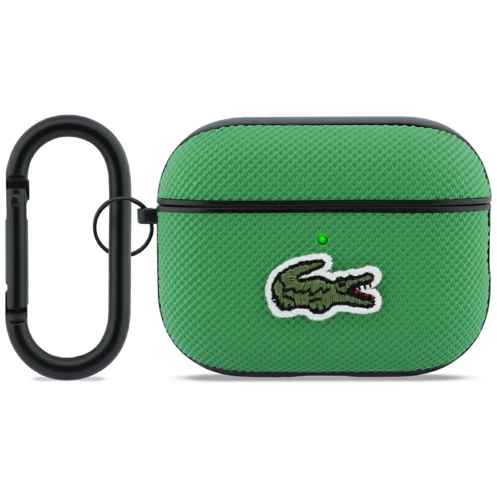 Lacoste Kopfhörer-Schutzhülle Case AirPods Pro 3 grün Logo Krokodil mit Karabiner, Karabiner
