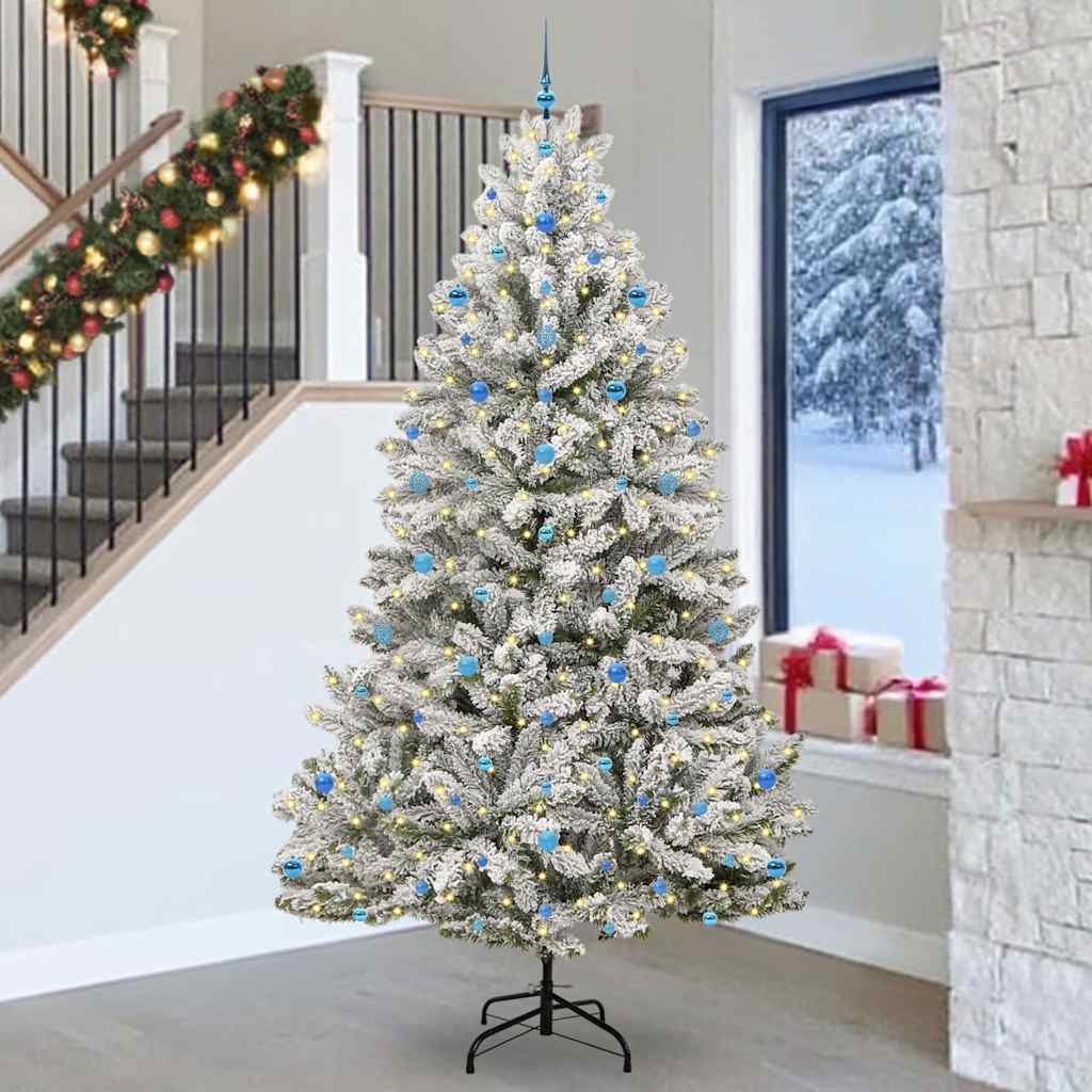 furnicato Künstlicher Weihnachtsbaum Grün und Weiß 270 cm PVC und Metall