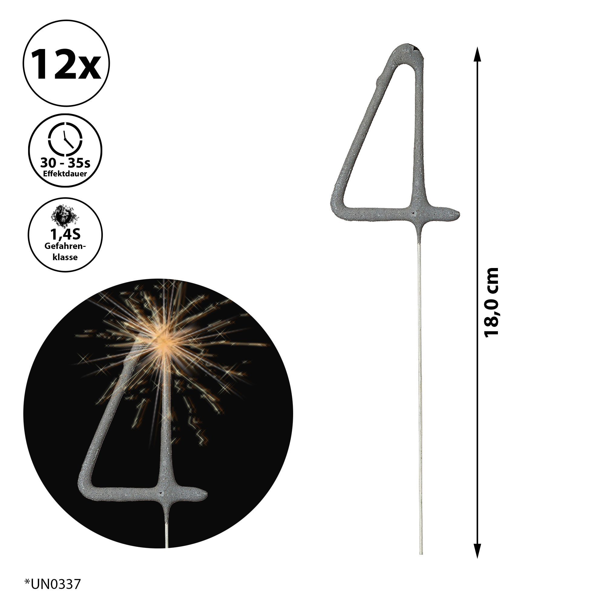 CEPEWA Geburtstagskerze Wunderkerze Zahl Vier 12er günstig online kaufen