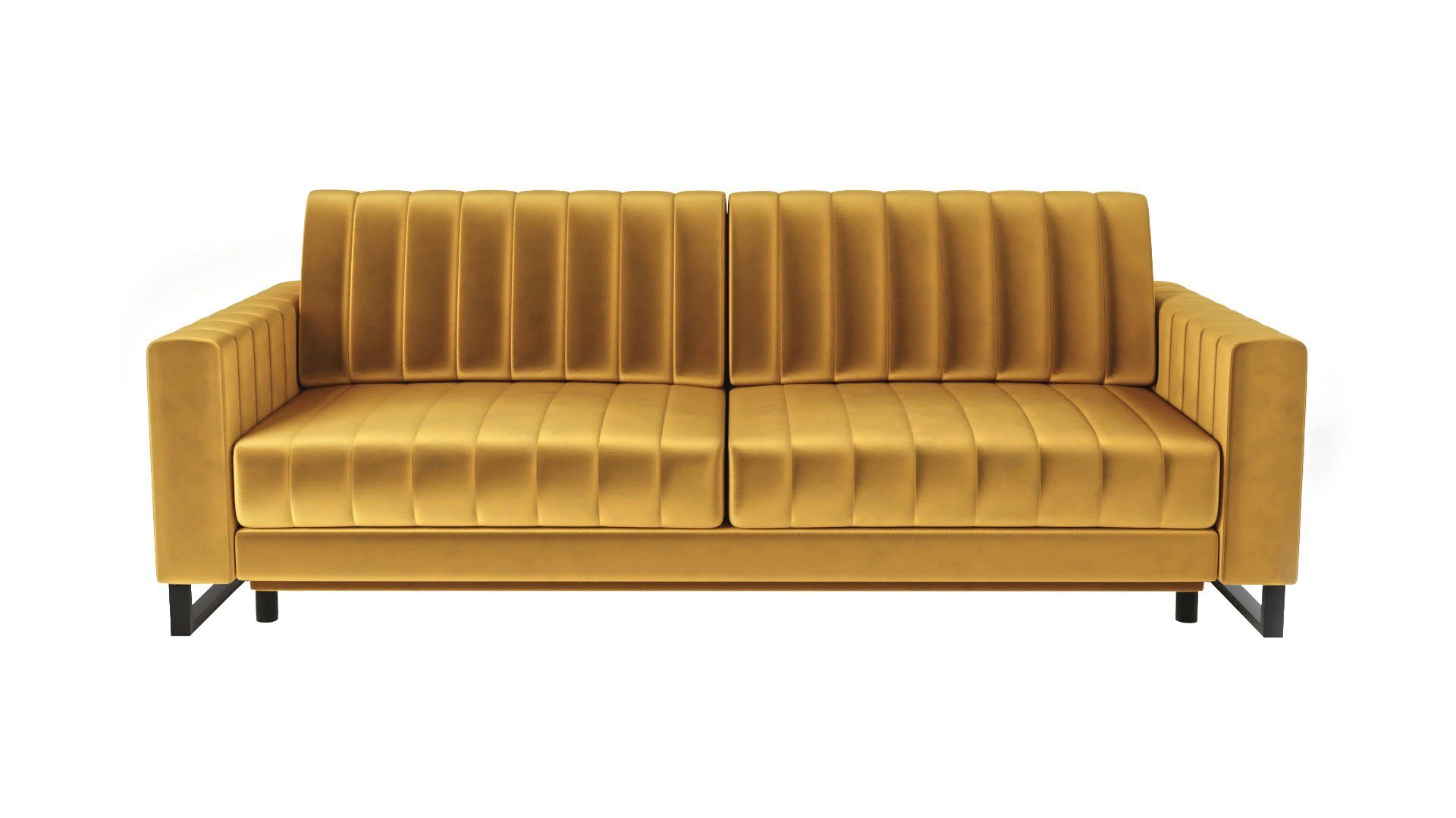 Siblo 3-Sitzer Elegantes Dreisitzer Sofa Mono 3 mit Schlaffunktion - Bettzeugbehälter - modernes Sofa - 3-Sitzer Sofa Gelb
