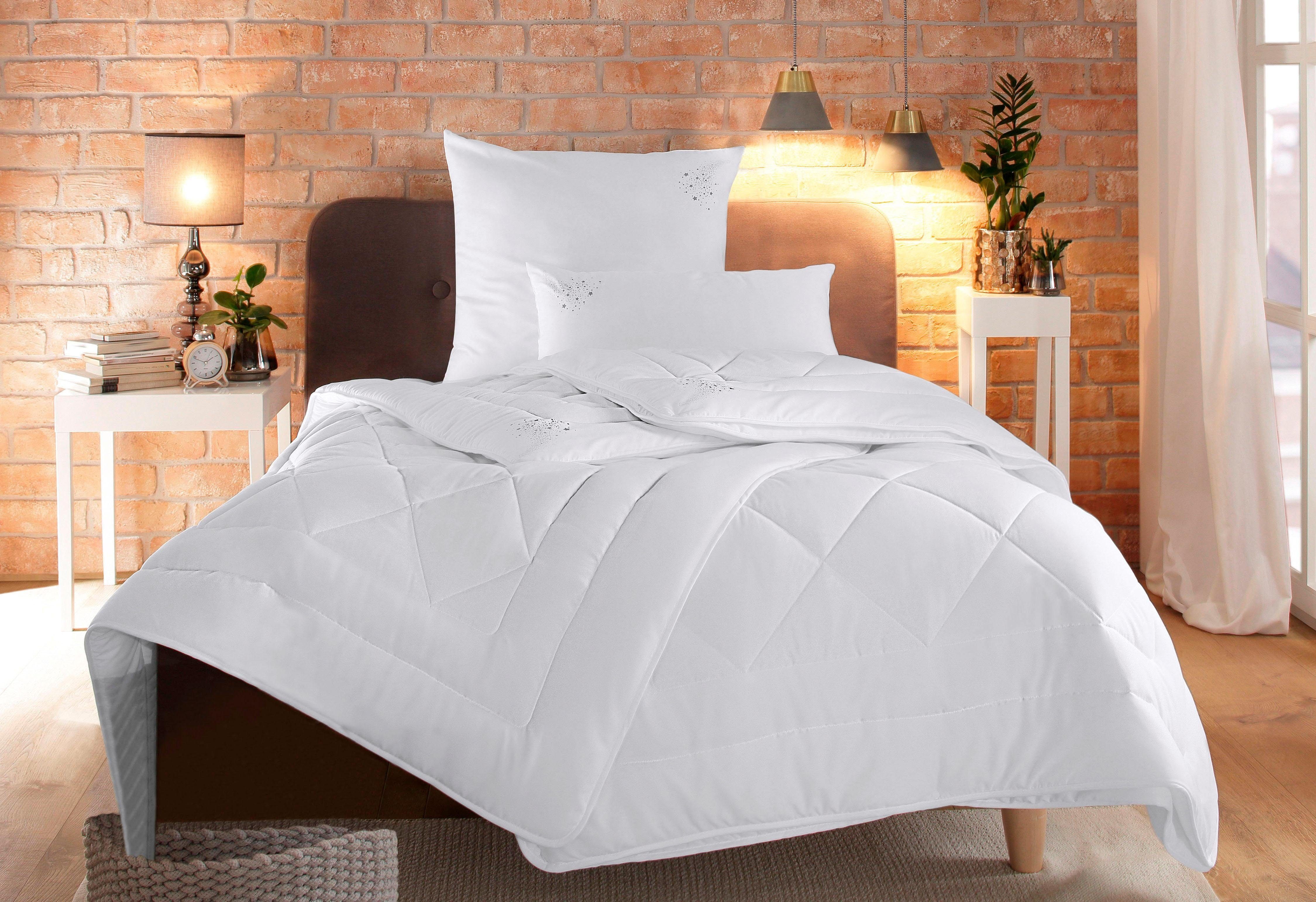 my home Microfaserbettdecke + Kopfkissen Baca, 2-tlg. Bettdecke 135x200 oder155x220 cm mit Kissen 80x80 cm, Füllung: 6D-Hohlfaser (Bettdecke), Bezug: Microfaser, Set Bettdecke & Kissen Made in Germany, Sommer, Winter