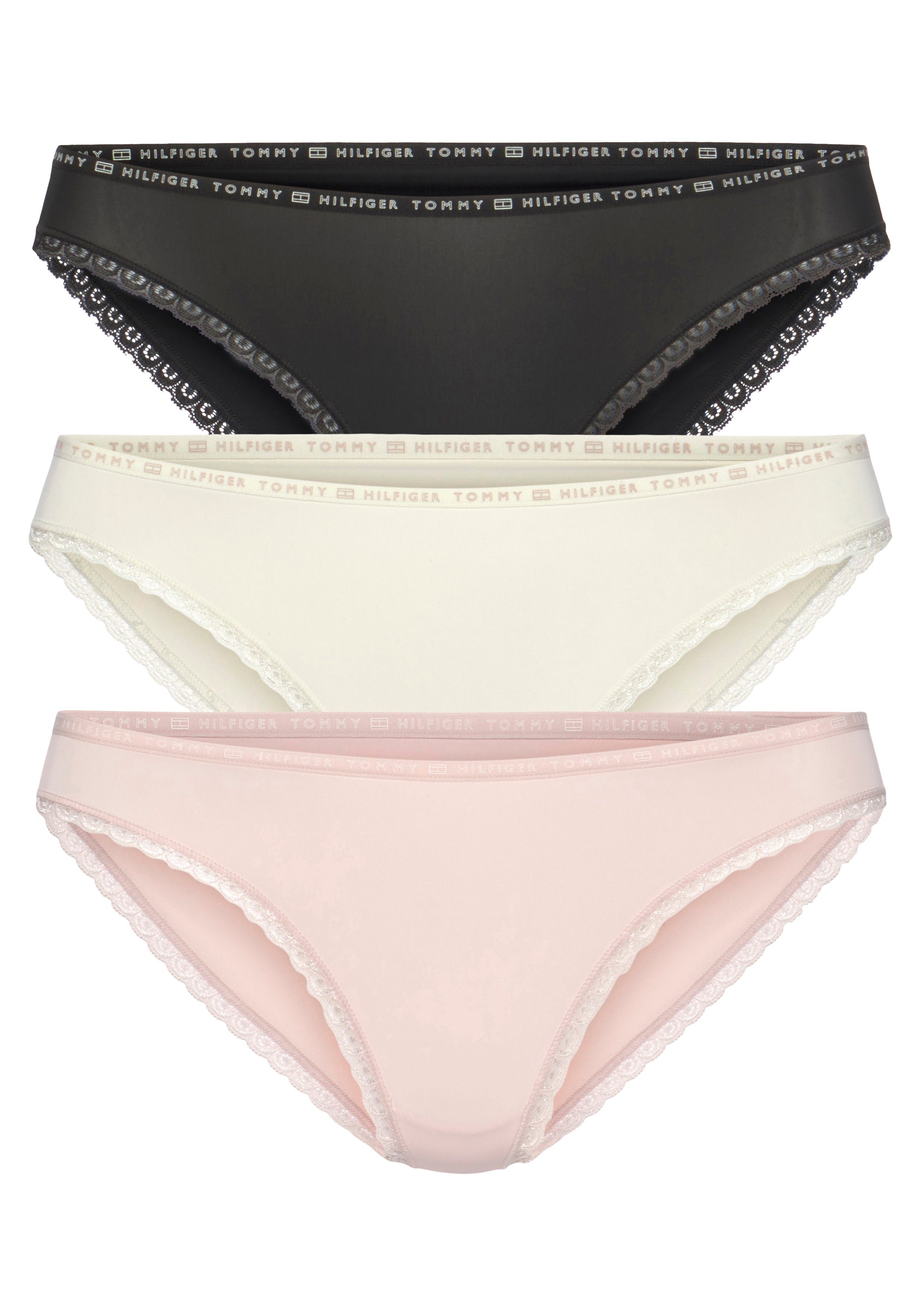 Tommy Hilfiger Underwear Bikinislip 3P BIKINI 3er-Pack) Black/Ivory/Pale (Packung, Pink Tommy Hilfiger mit Logo-Elastiktape Spitzenkante 6