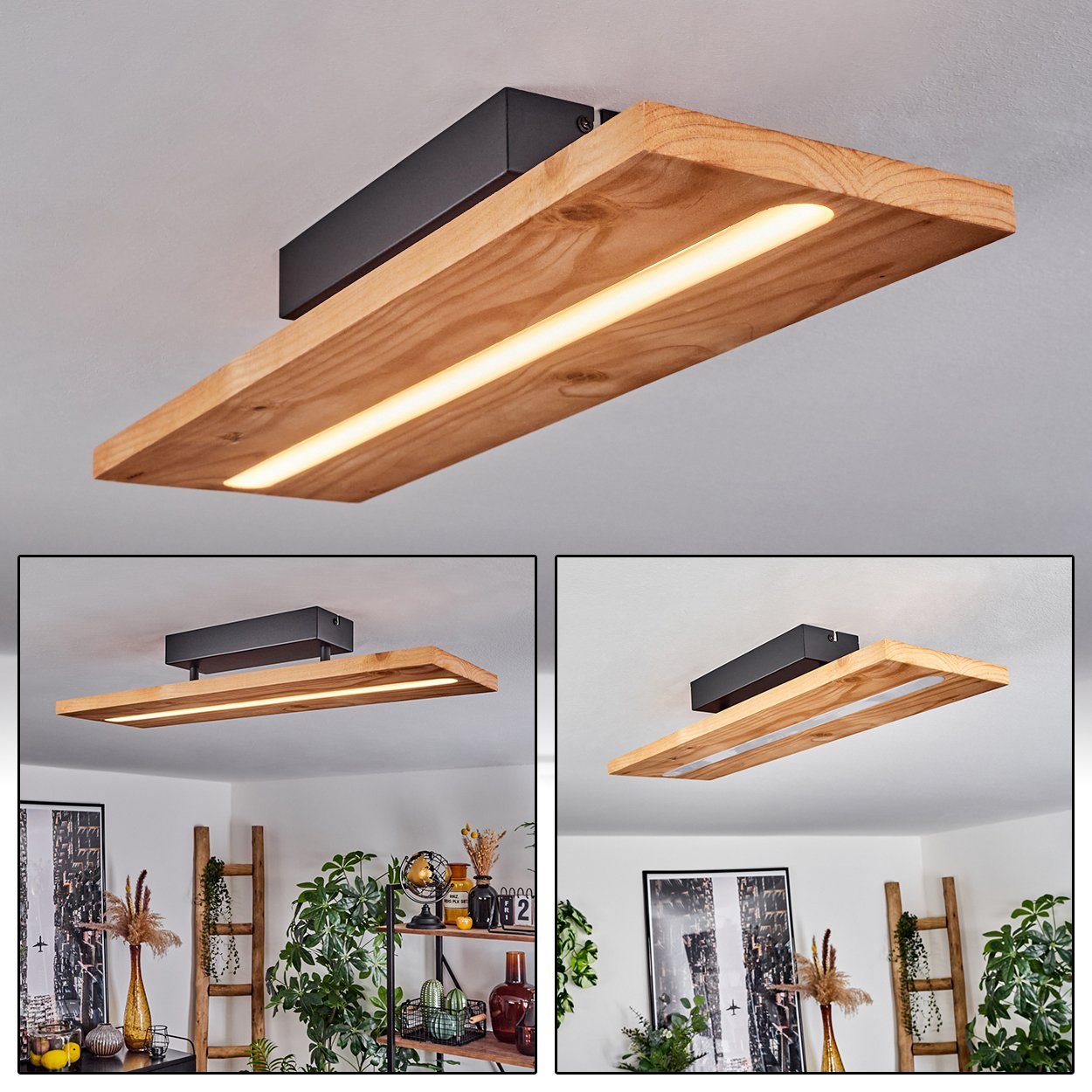 hofstein Deckenleuchte »Volano« Deckenlampe aus Metall/Holz günstig online kaufen