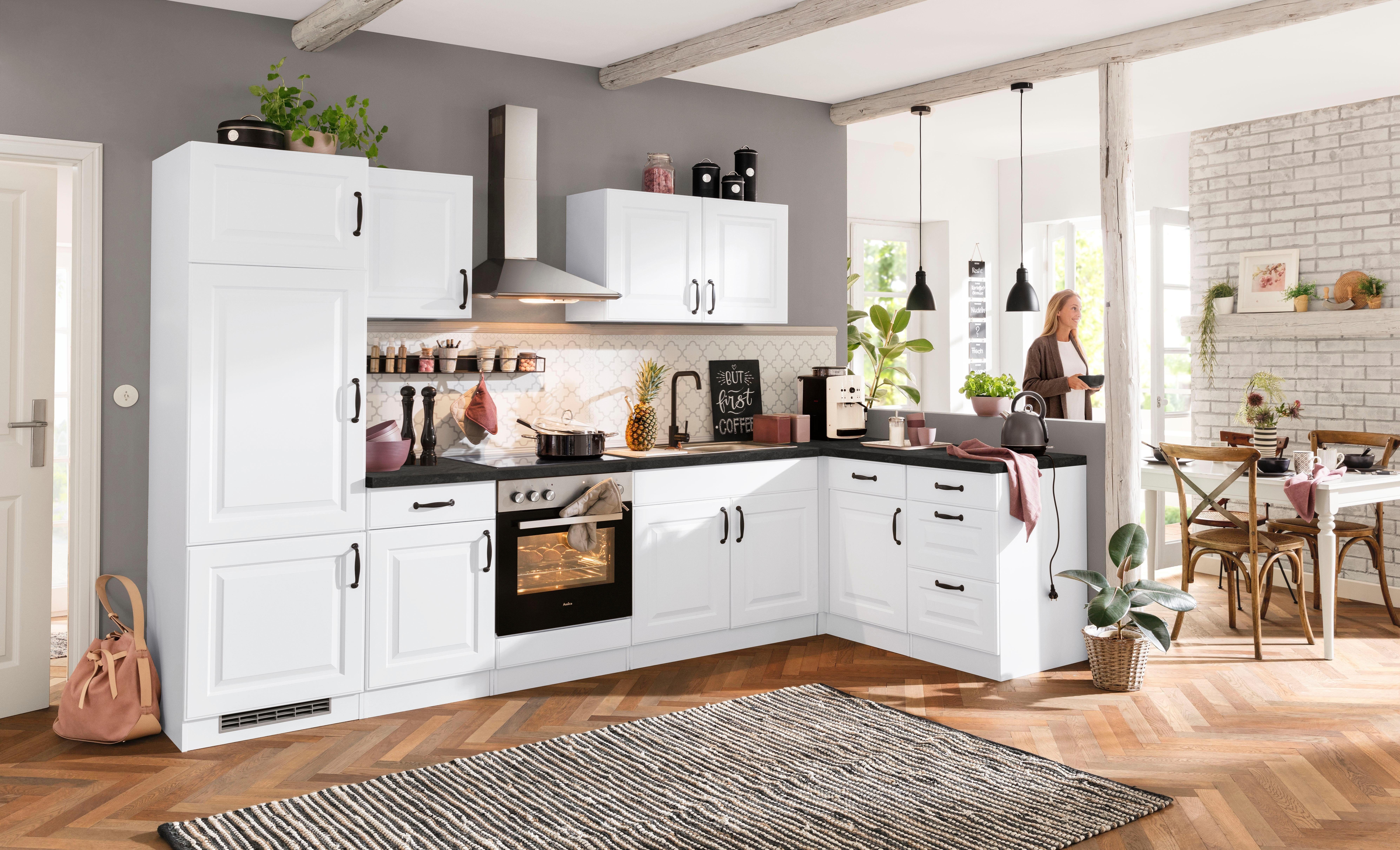 50 Küchen cm mit großen weiß breit, 2 weiß/granit wiho schwarz Erla | Auszügen Unterschrank