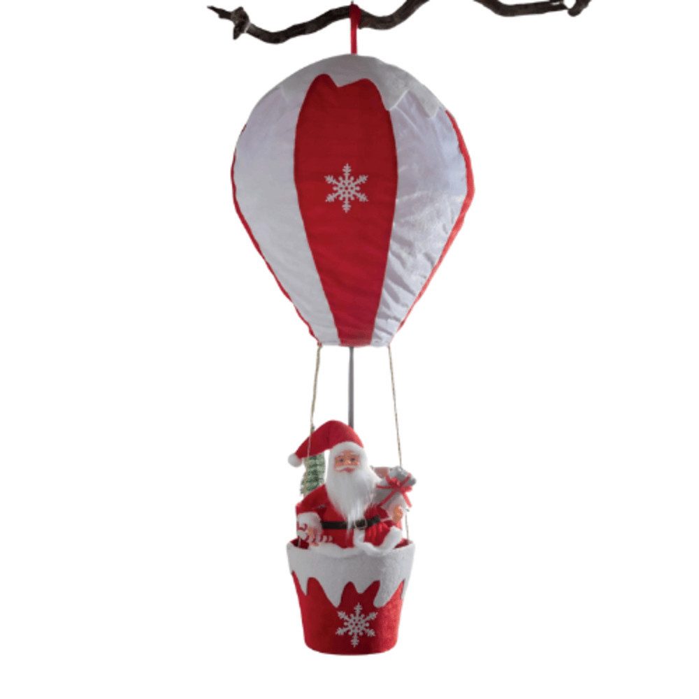 Home-trends24.de Dekofigur Weihnachtsmann Heißluftballon Santa Weihnachten Figur Deko Ø 40