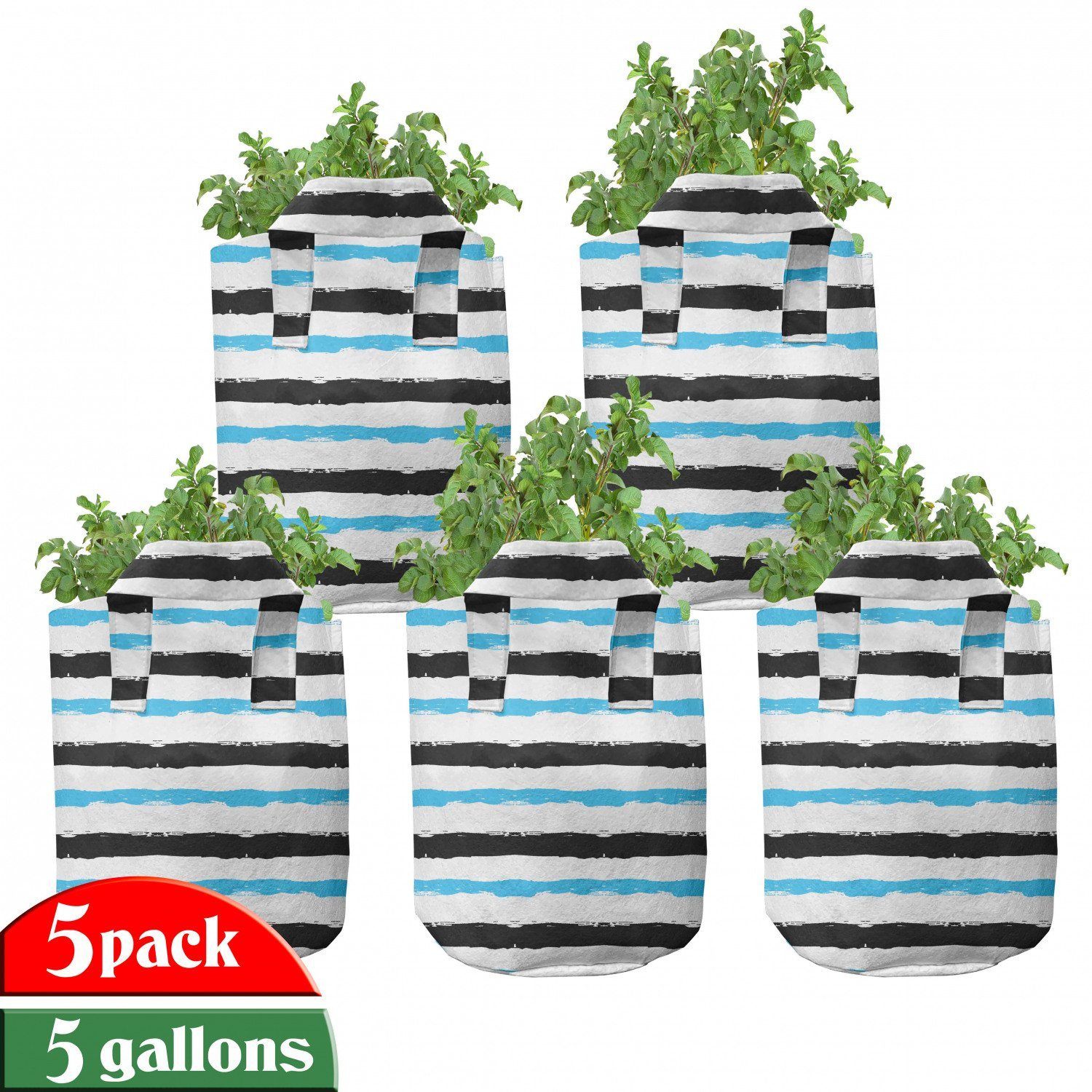 Abakuhaus Pflanzkübel hochleistungsfähig Stofftöpfe mit Griffen für Pflanzen, Abstrakt Farbe Bands Stripes