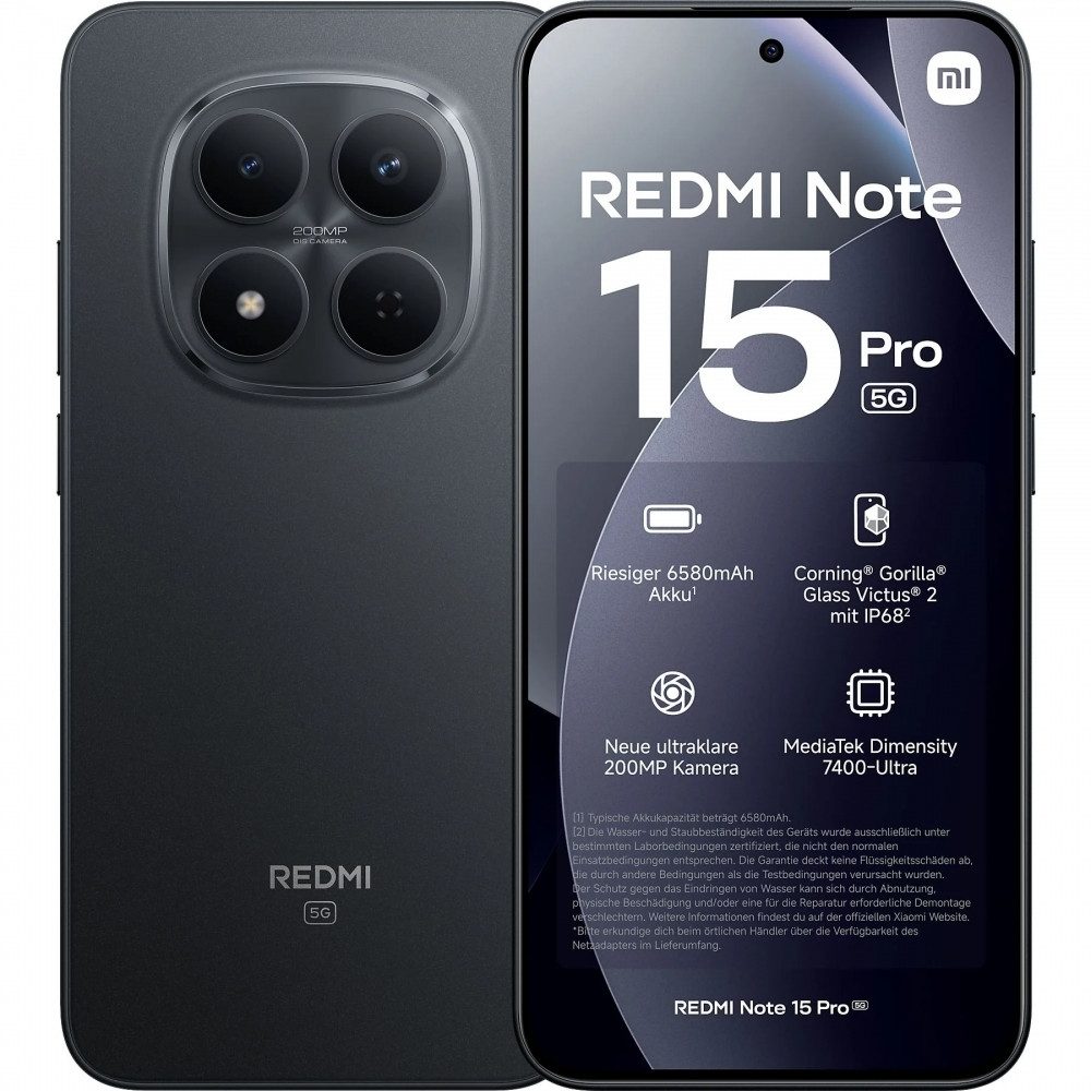 Xiaomi Redmi Note 15 Pro 5G 512 GB / 8 GB - Smartphone - schwarz Smartphone (6,83 Zoll, 512 GB Speicherplatz)
