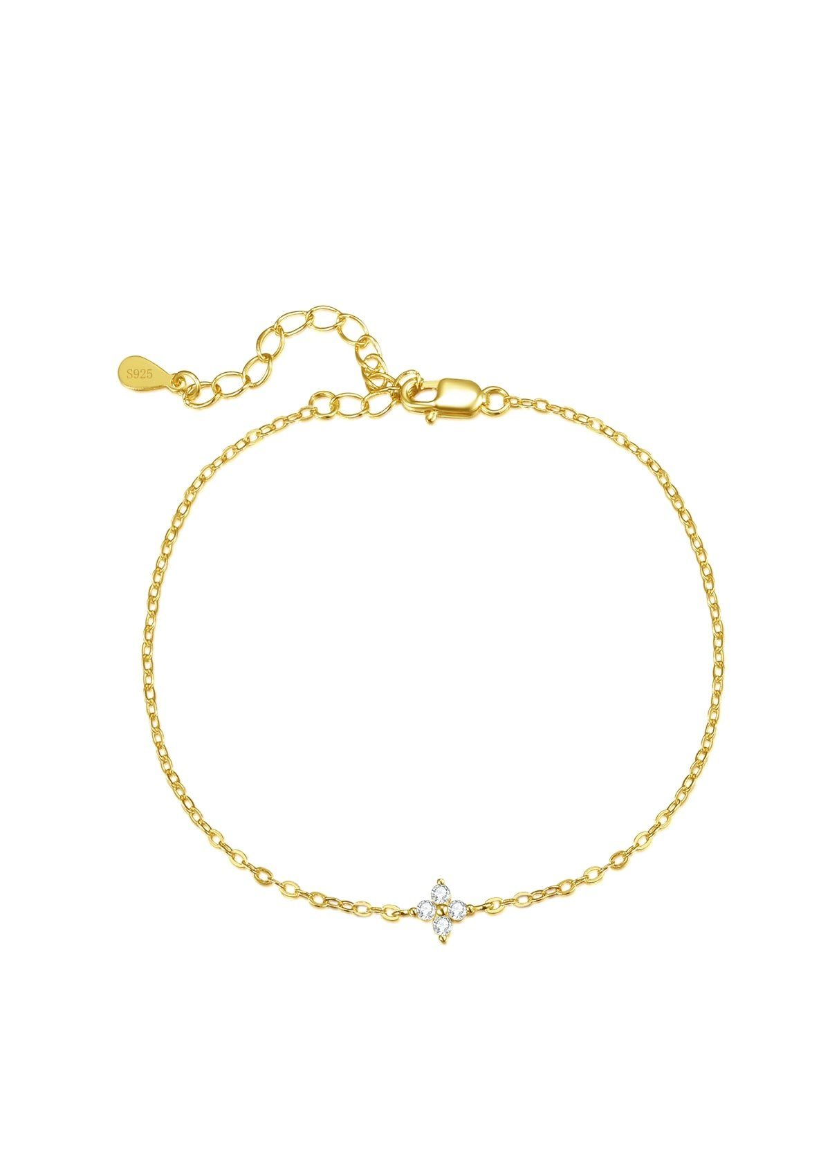 Hey Happiness Silberarmband Blume Zirkon Kettchen, 18K Roségold vergoldet, günstig online kaufen