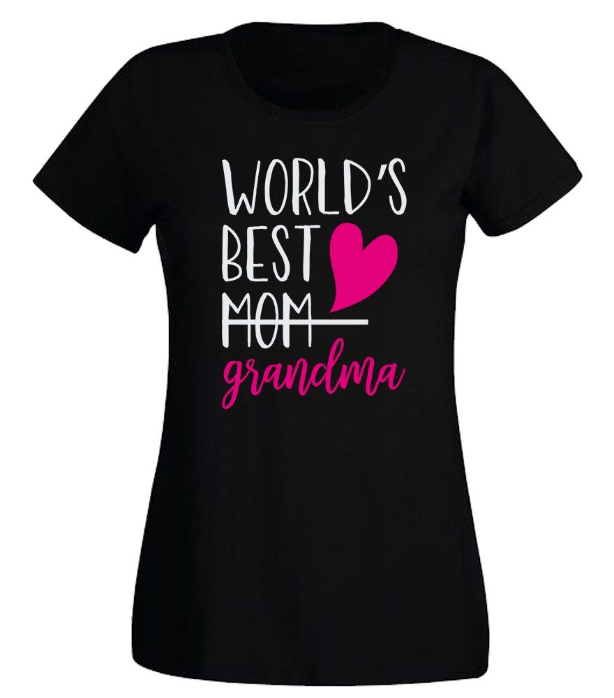 G-graphics T-Shirt Worlds best (mom) grandma Slim-fit- Damen T-Shirt mit Spruch für werdende Omas