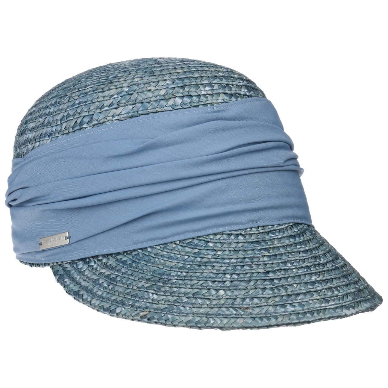 Visor Schirm (1-St) hellblau Strohcap mit Seeberger