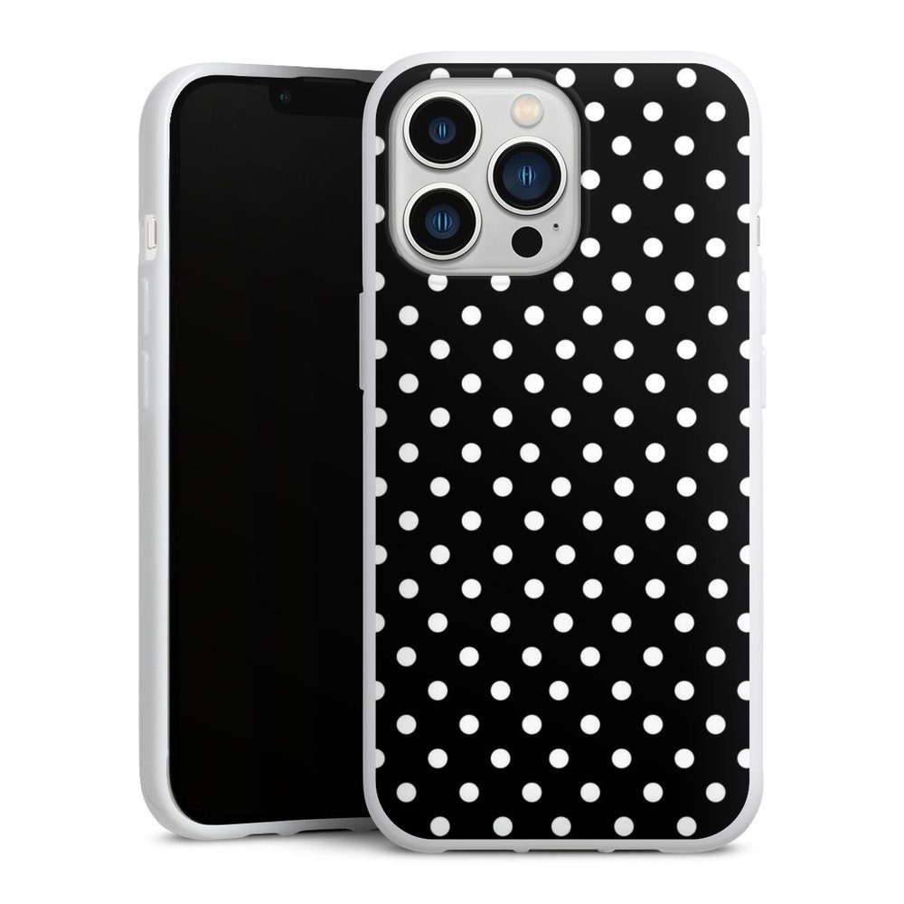 DeinDesign Handyhülle Punkte Retro Polka Dots Polka Dots - schwarz und weiß, Apple iPhone 13 Pro Silikon Hülle Bumper Case Handy Schutzhülle