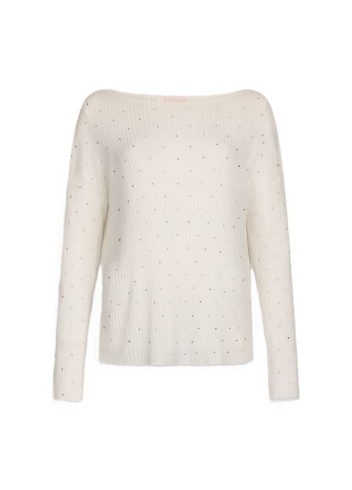 Liu Jo Langarmshirt – Weißer Damenpullover mit Strass